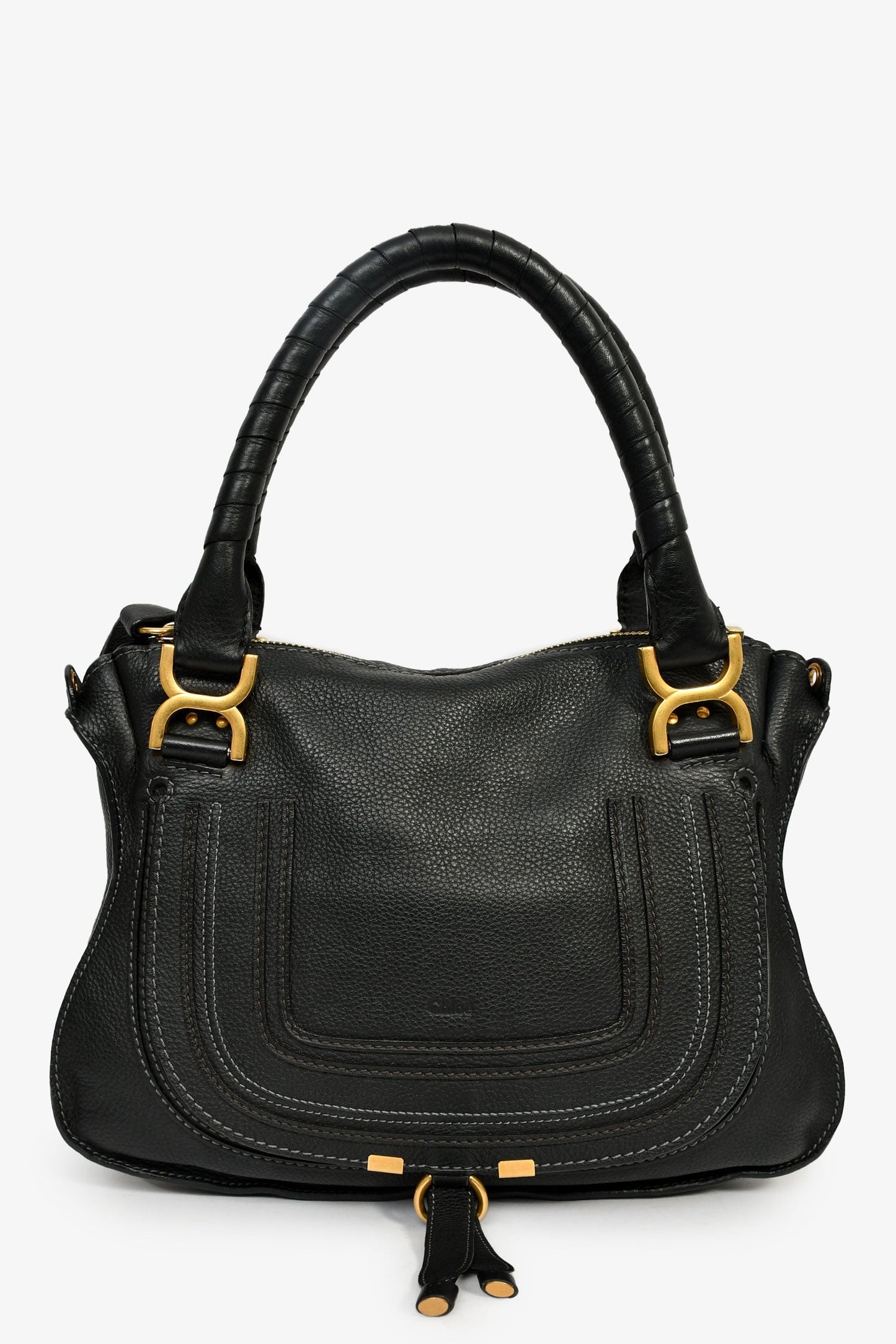 Chloe 2017 Black Leather Marcie Shoulder Bag With Strap