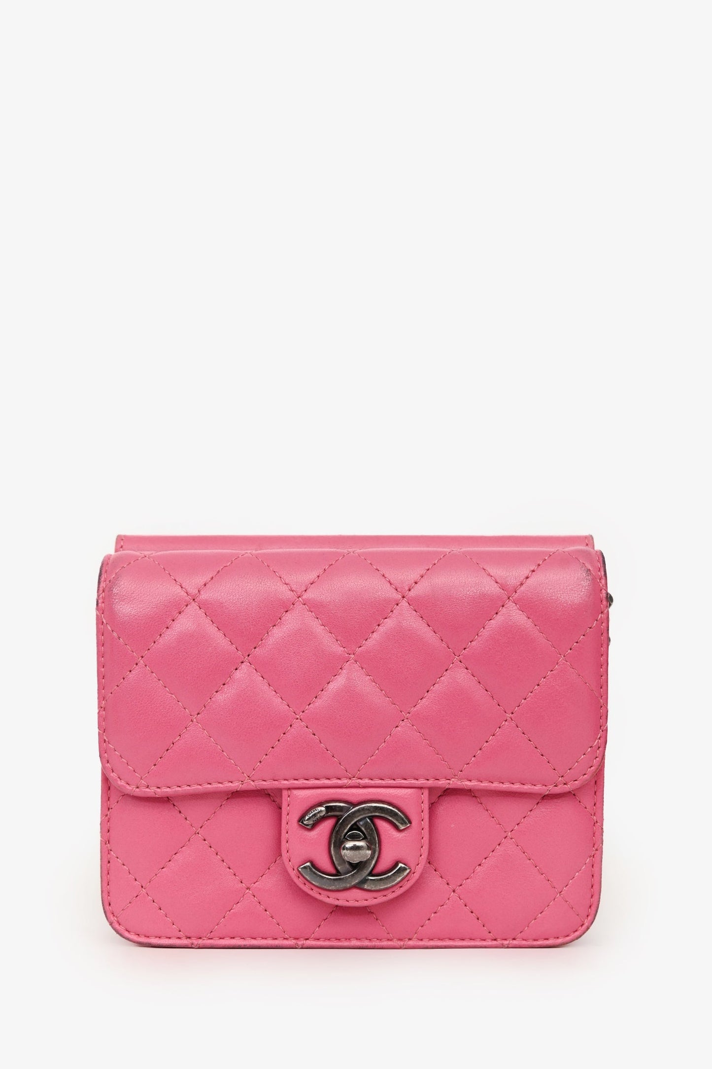 Chanel™ 2013 Pink Quilted Lambskin Mini Crossing Times Flap Bag