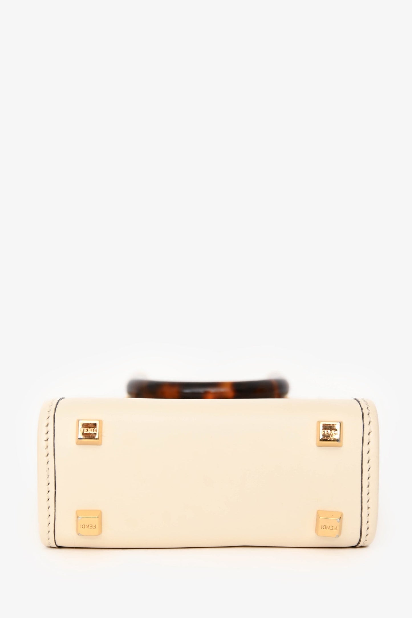 Fendi 2022 Cream Leather Acrylic Handle Mini Sunshine Crossbody
