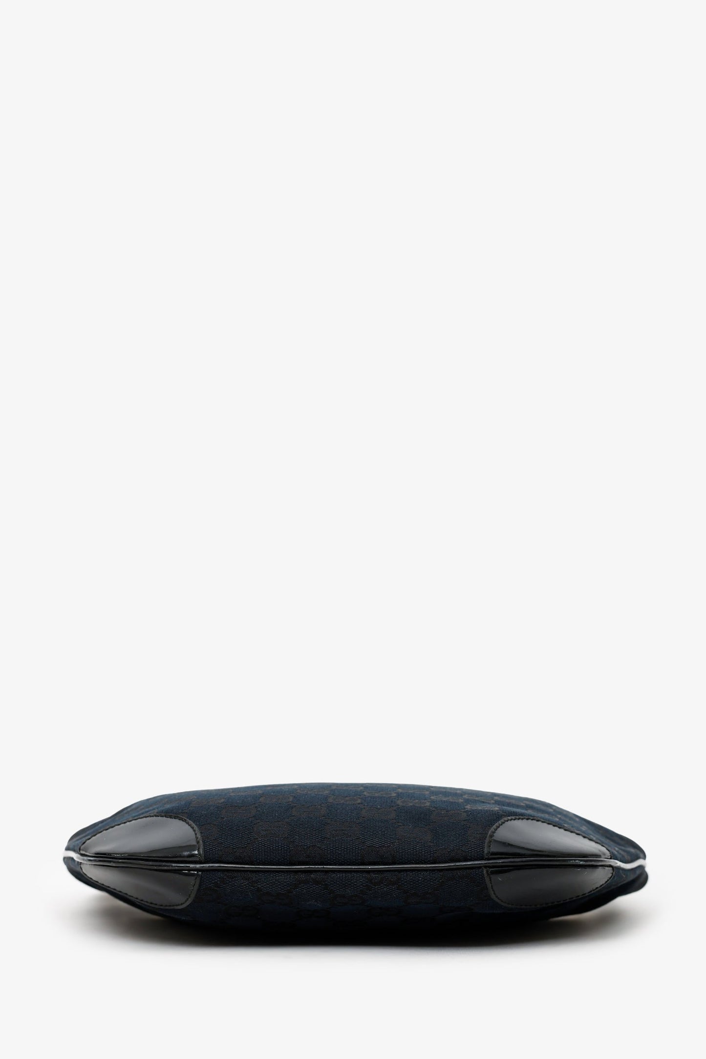 Gucci Black GG Canvas/Patent Leather Clip Hobo