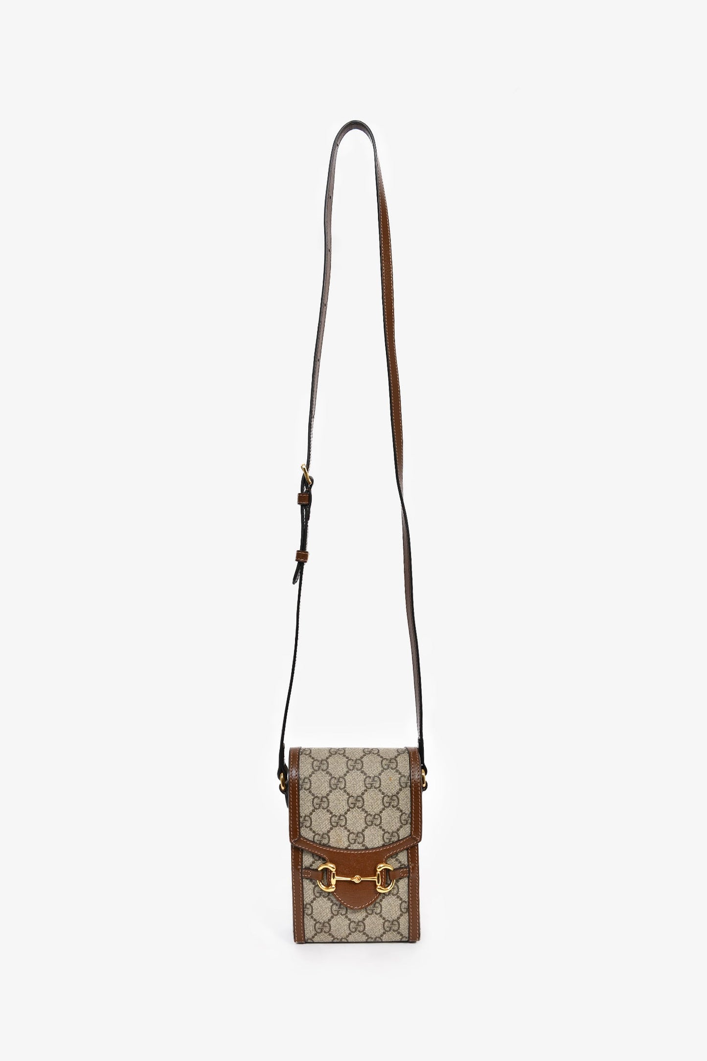 Gucci Brown GG Supreme Canvas Horsebit 1955 Mini Crossbody Bag