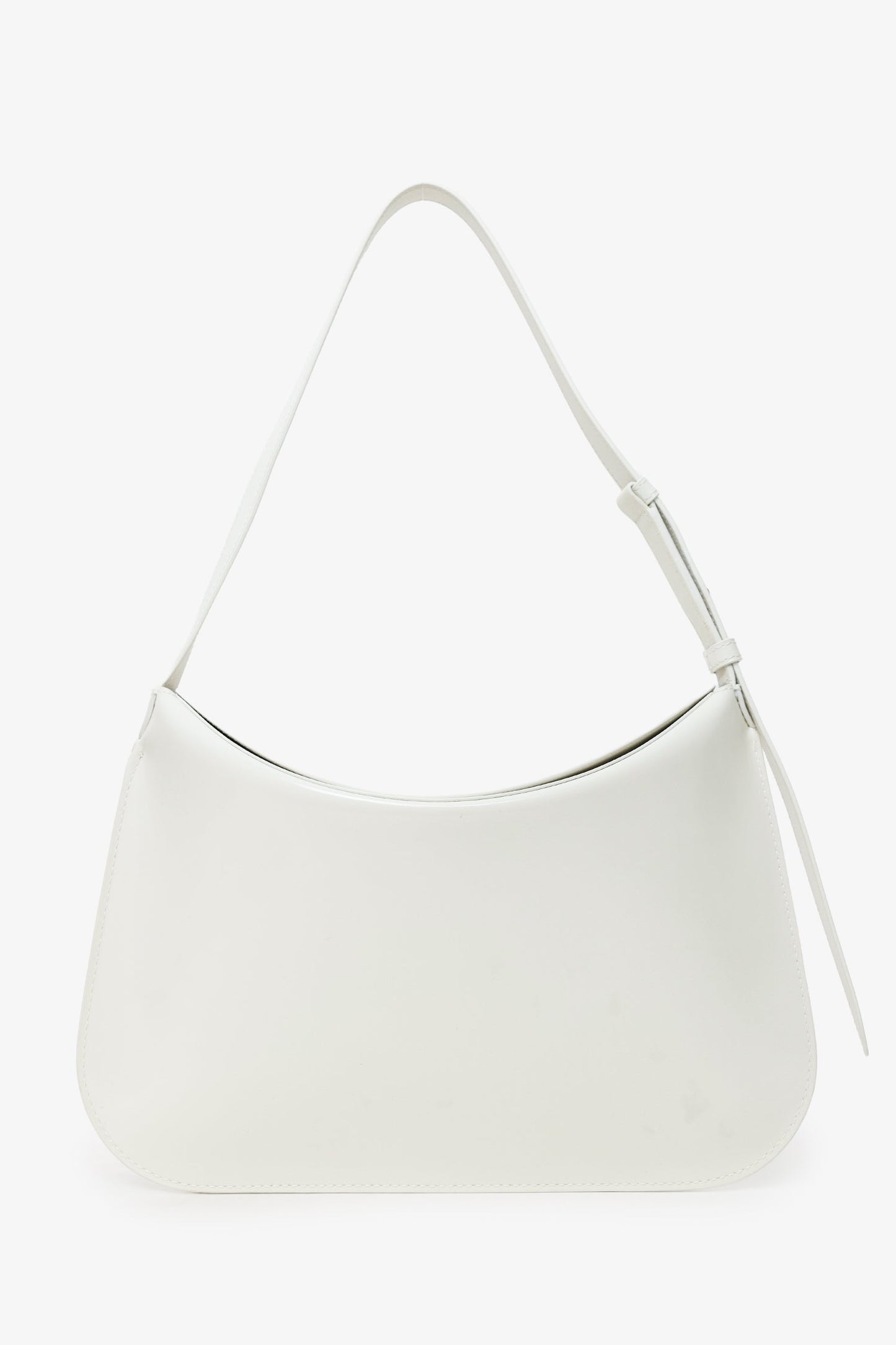 Bottega Veneta White Brushed Calfskin Flap Shoulder Bag With Green Metal Detail