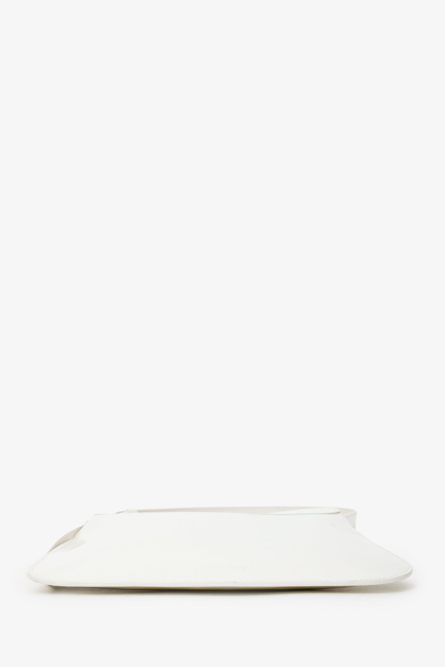 Bottega Veneta White Brushed Calfskin Flap Shoulder Bag With Green Metal Detail