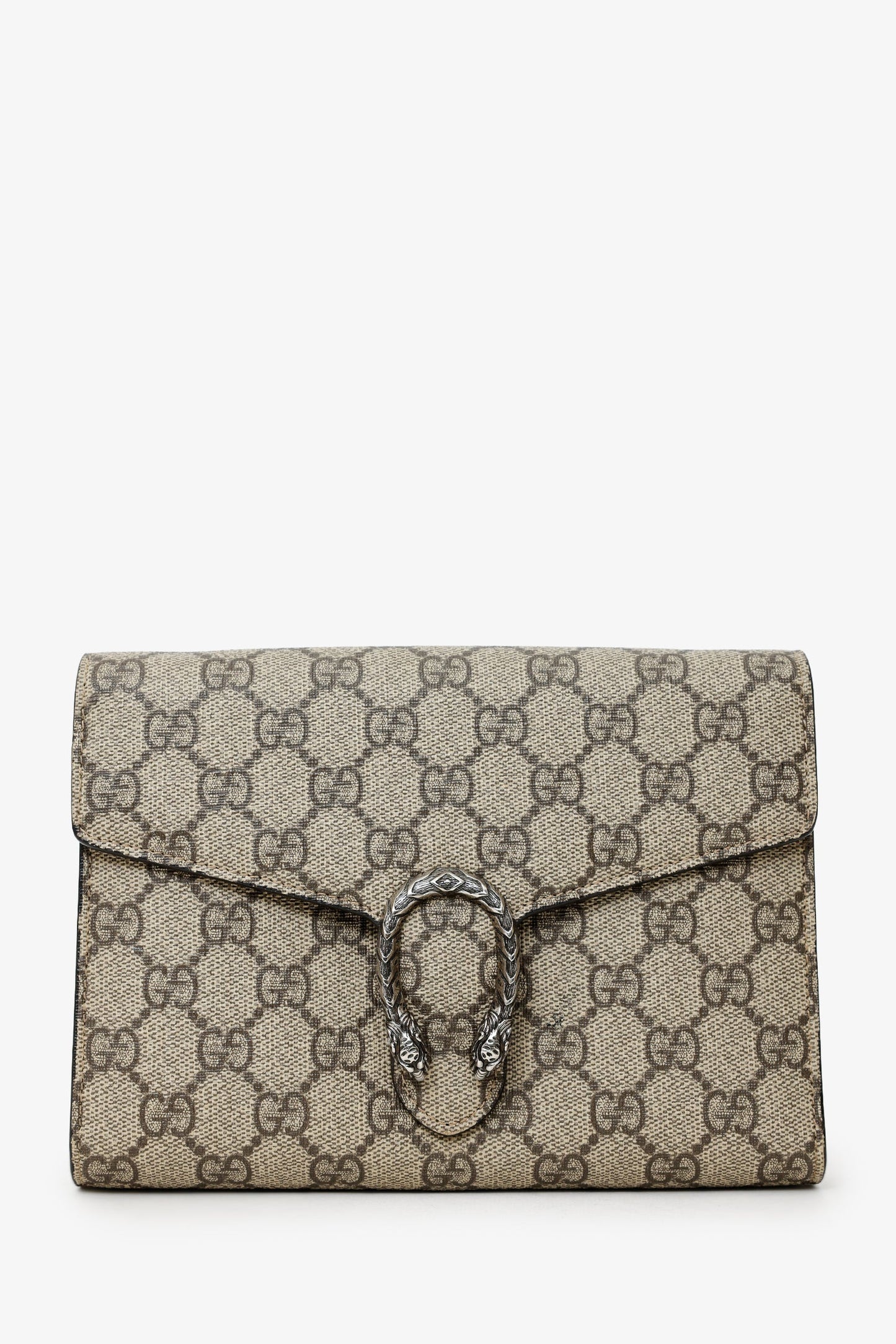 Gucci Brown GG Monogram Leather Dionysus Wallet On Chain