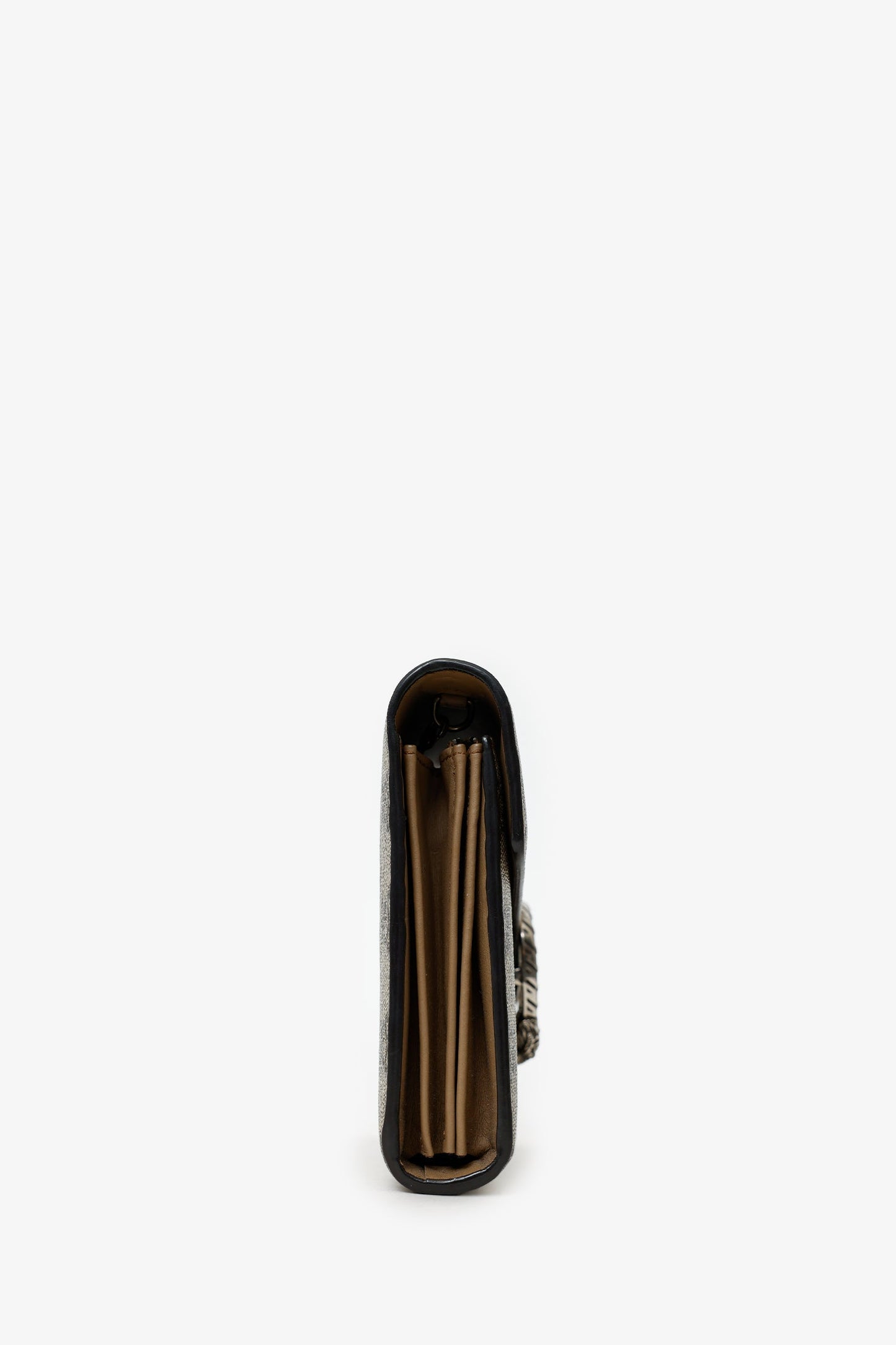 Gucci Brown GG Monogram Leather Dionysus Wallet On Chain
