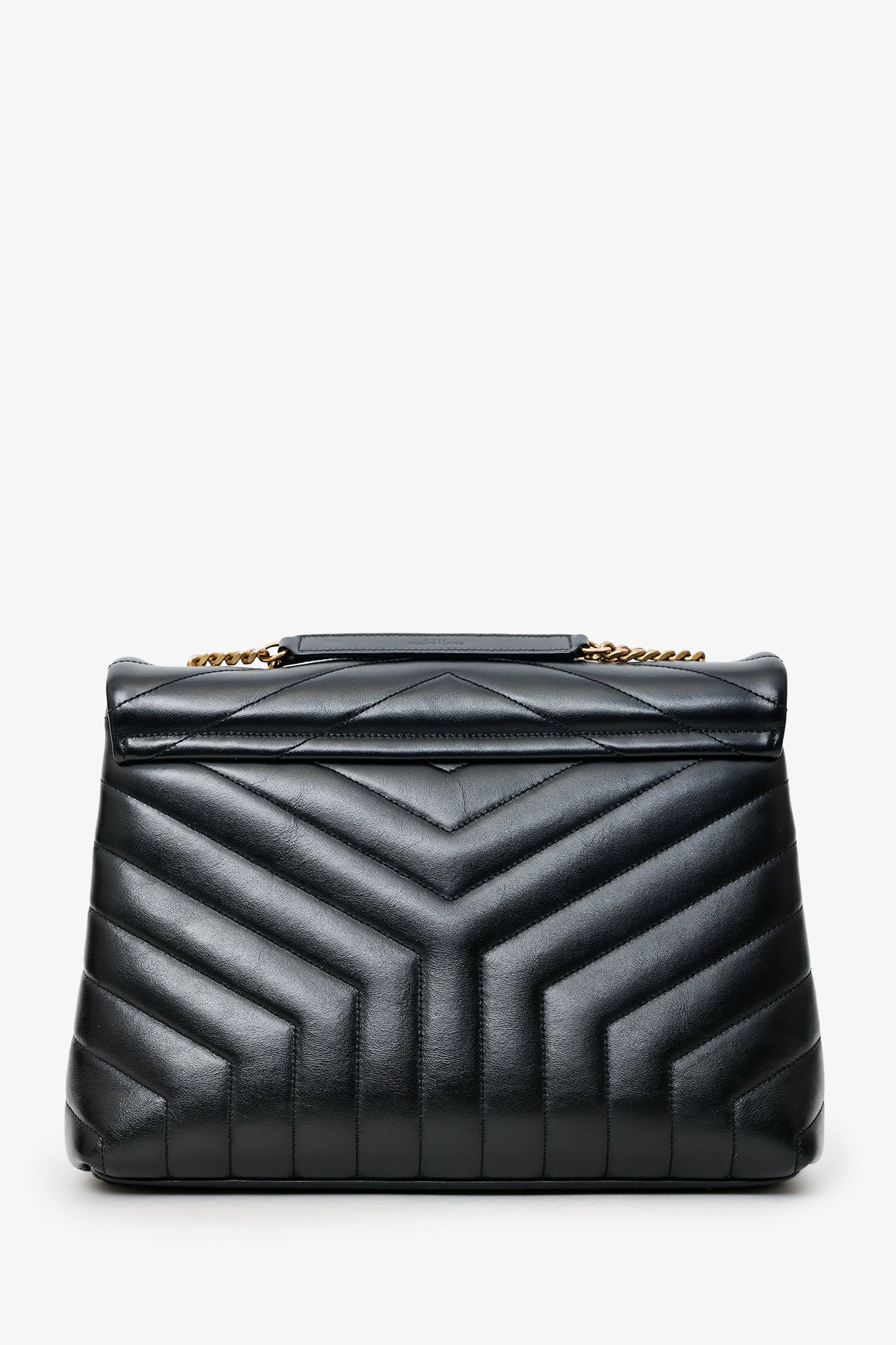 Saint Laurent Black Chevron Leather Medium Loulou Bag