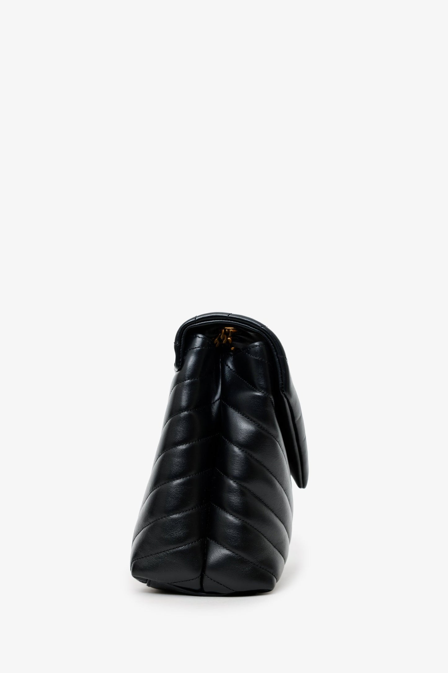 Saint Laurent Black Chevron Leather Medium Loulou Bag