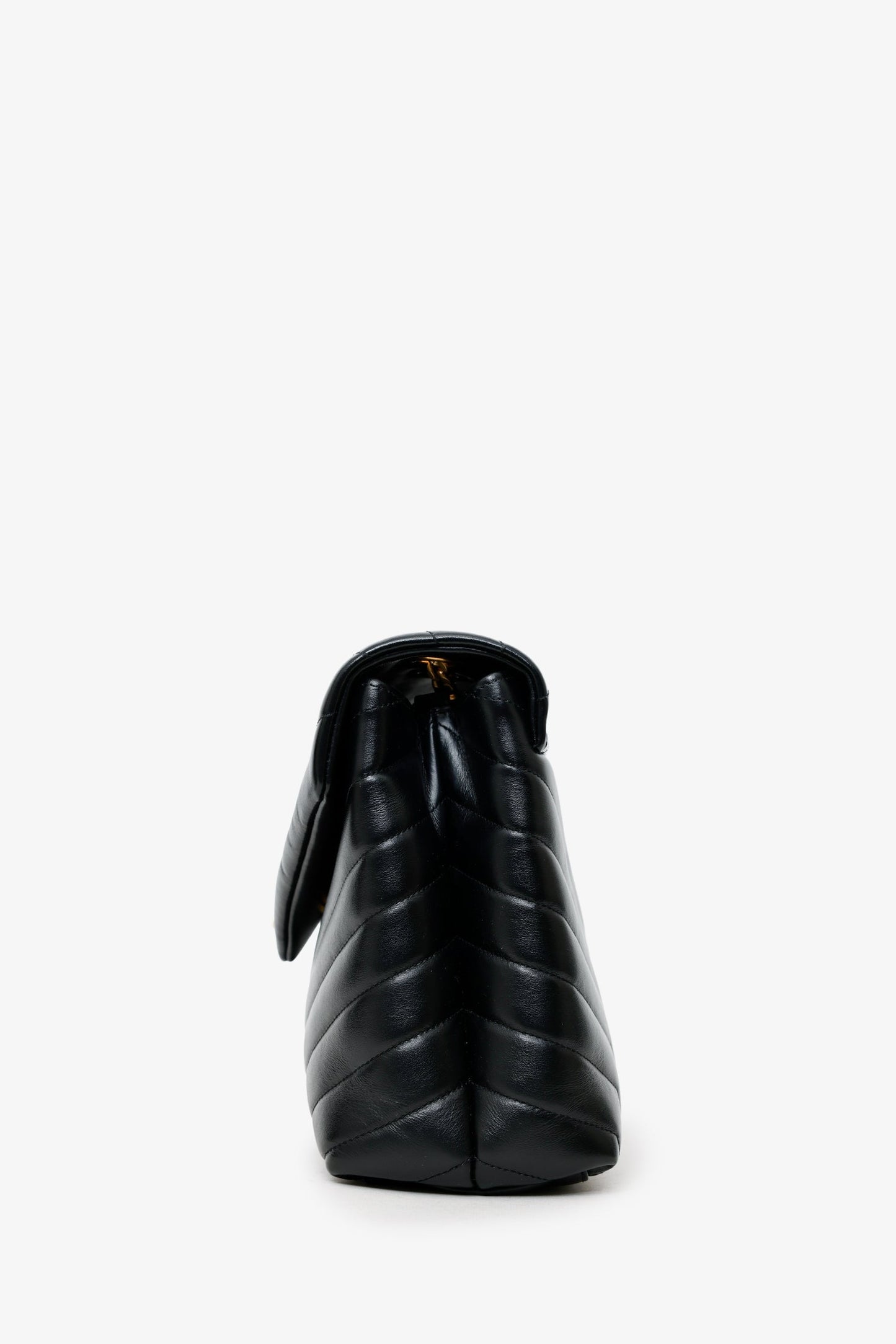 Saint Laurent Black Chevron Leather Medium Loulou Bag