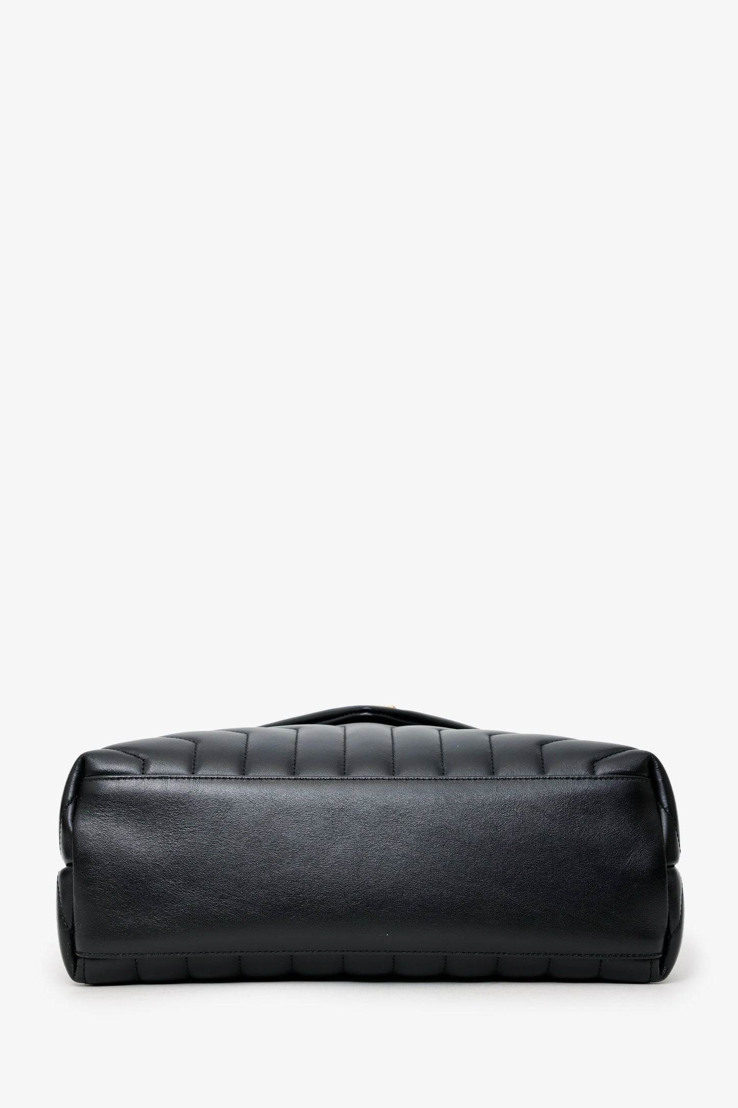 Saint Laurent Black Chevron Leather Medium Loulou Bag