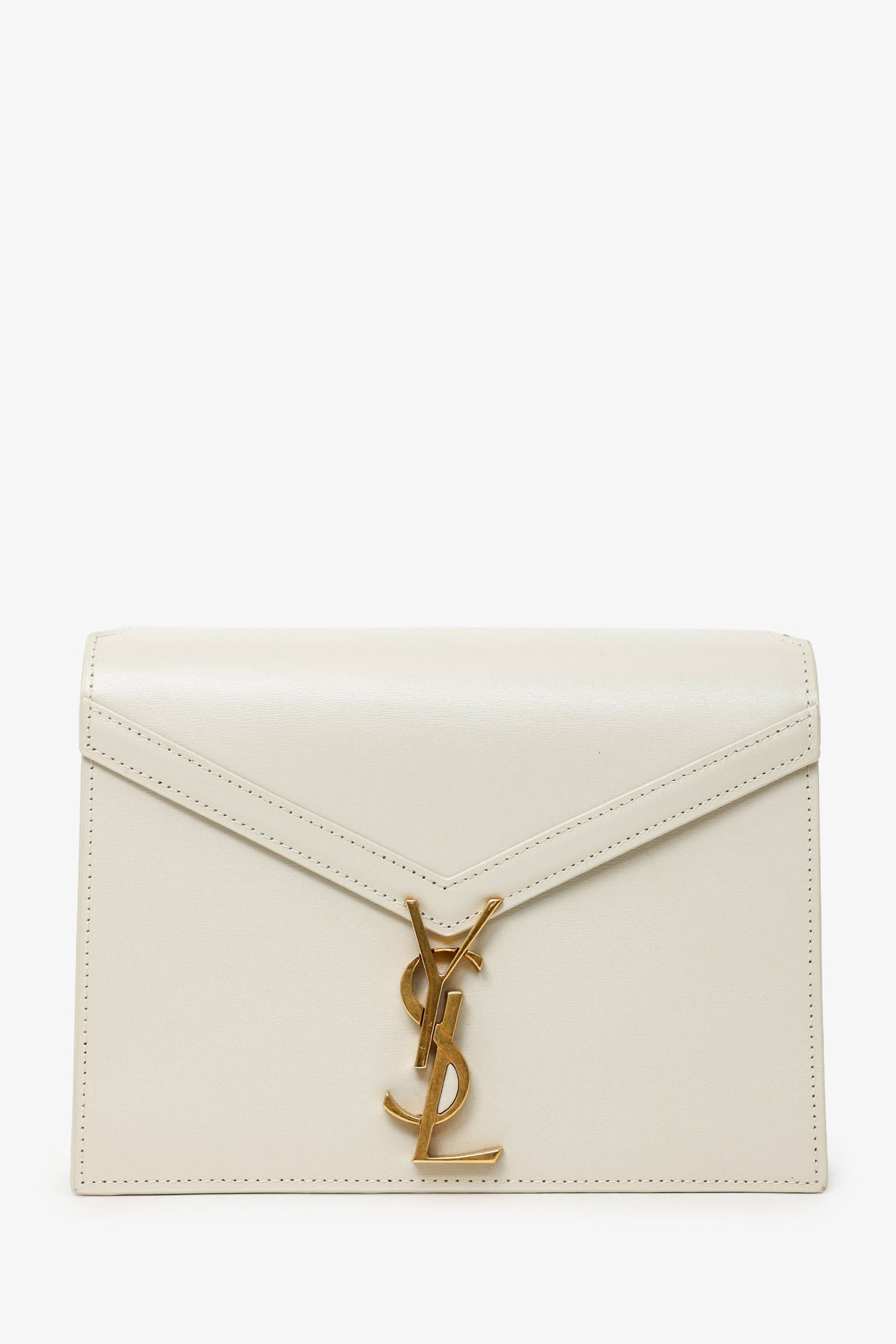 Saint Laurent Cream Smooth Leather Medium 'Cassandra' Chain Bag