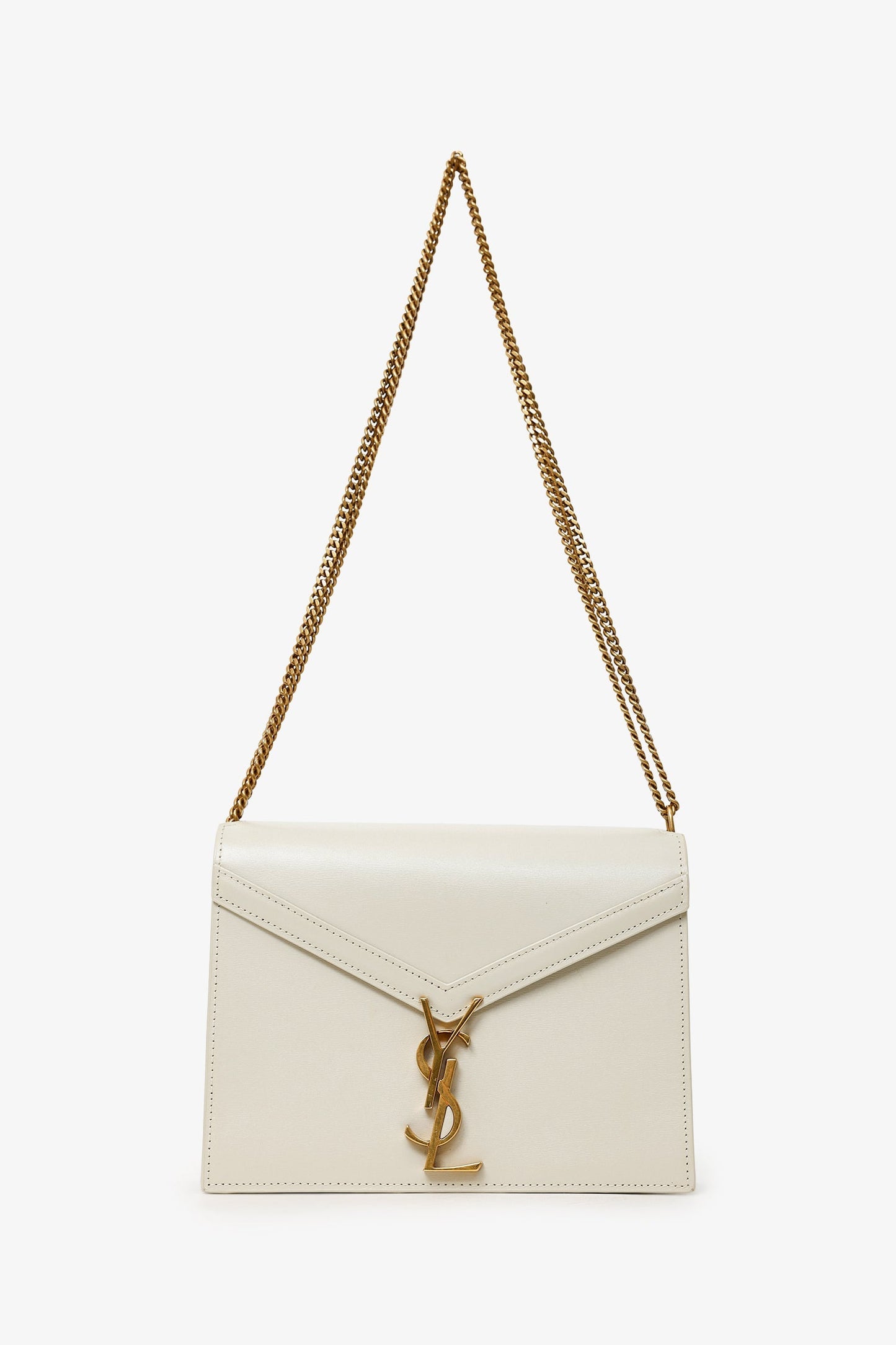 Saint Laurent Cream Smooth Leather Medium 'Cassandra' Chain Bag