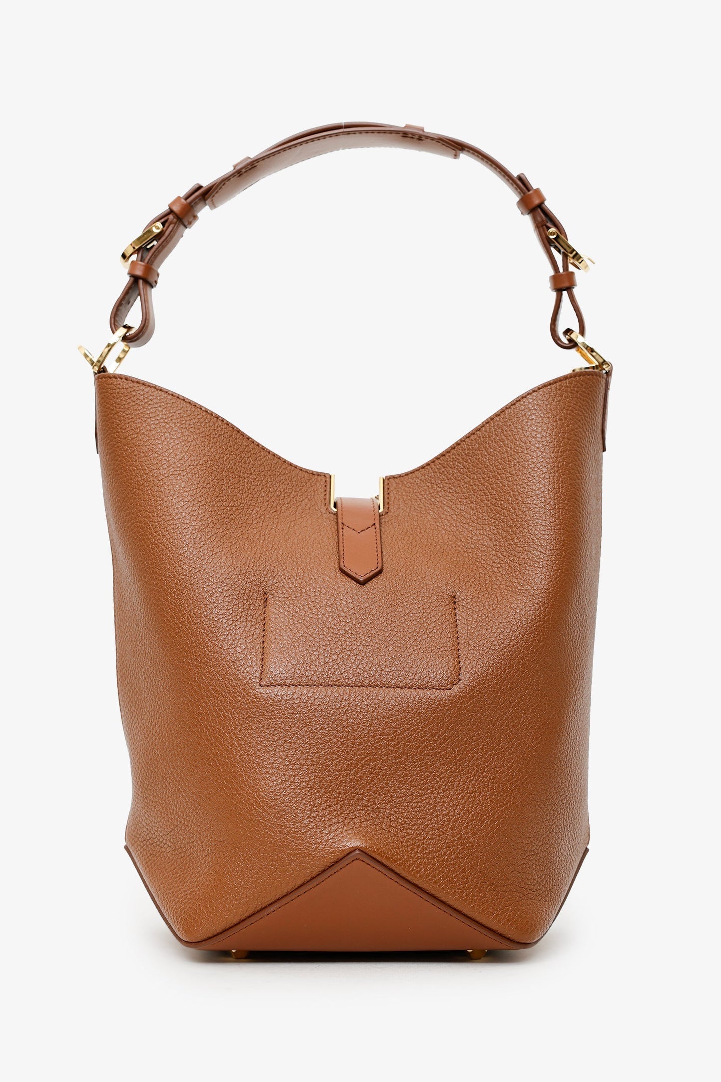 Lanvin Brown Leather Catch By Lanvin Medium Bucket Bag With Strap
