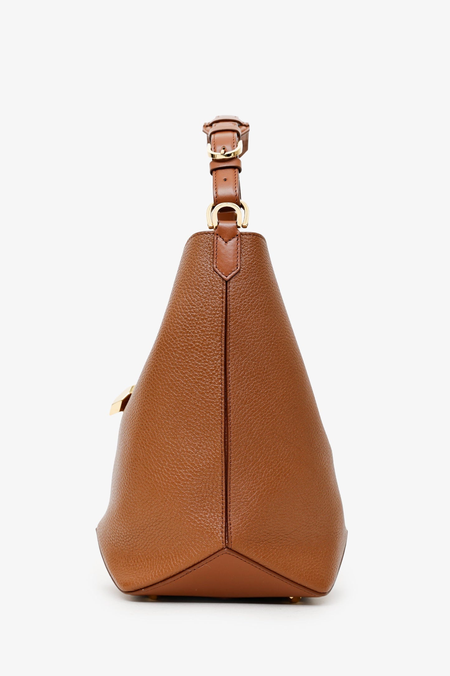 Lanvin Brown Leather Catch By Lanvin Medium Bucket Bag With Strap