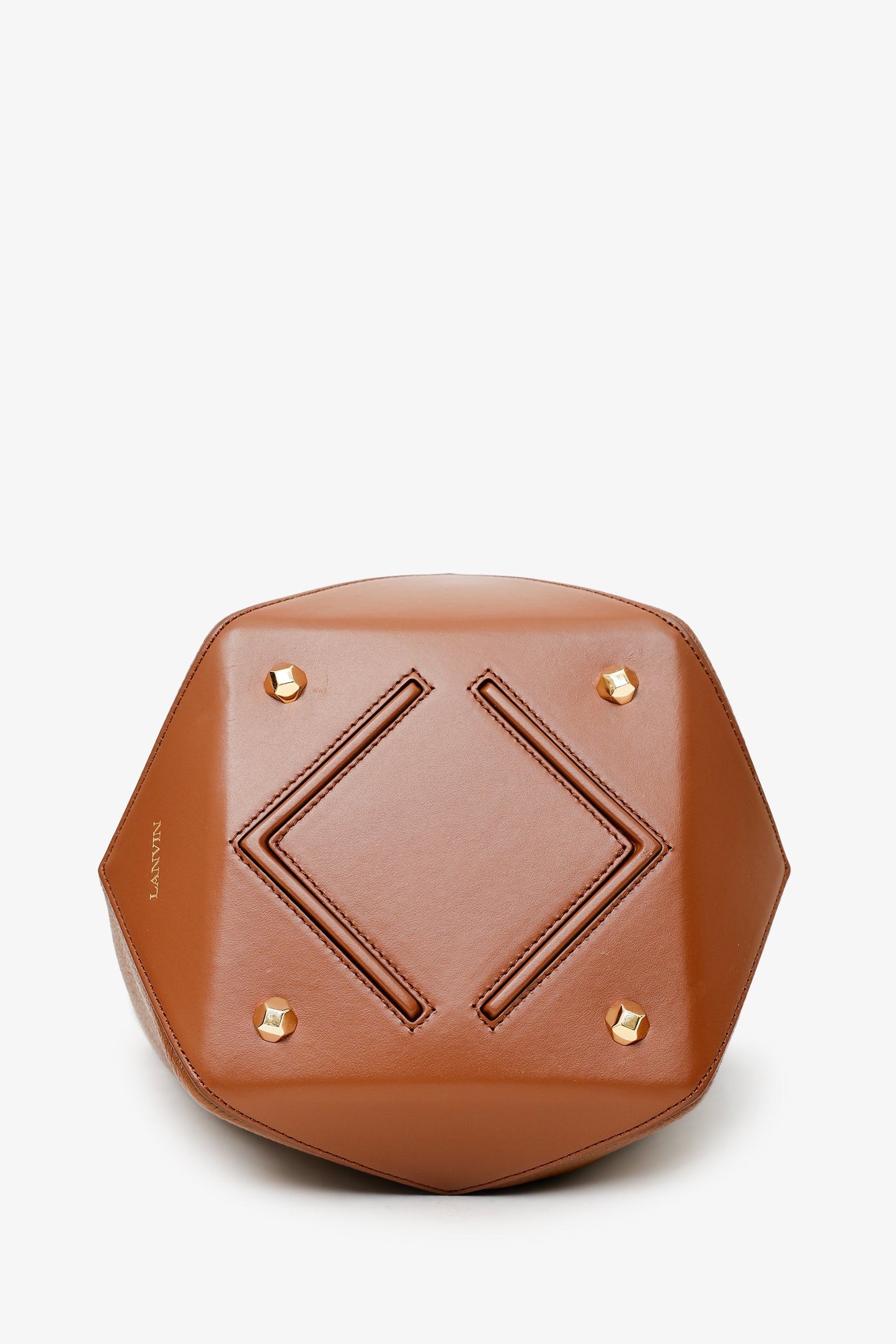 Lanvin Brown Leather Catch By Lanvin Medium Bucket Bag With Strap