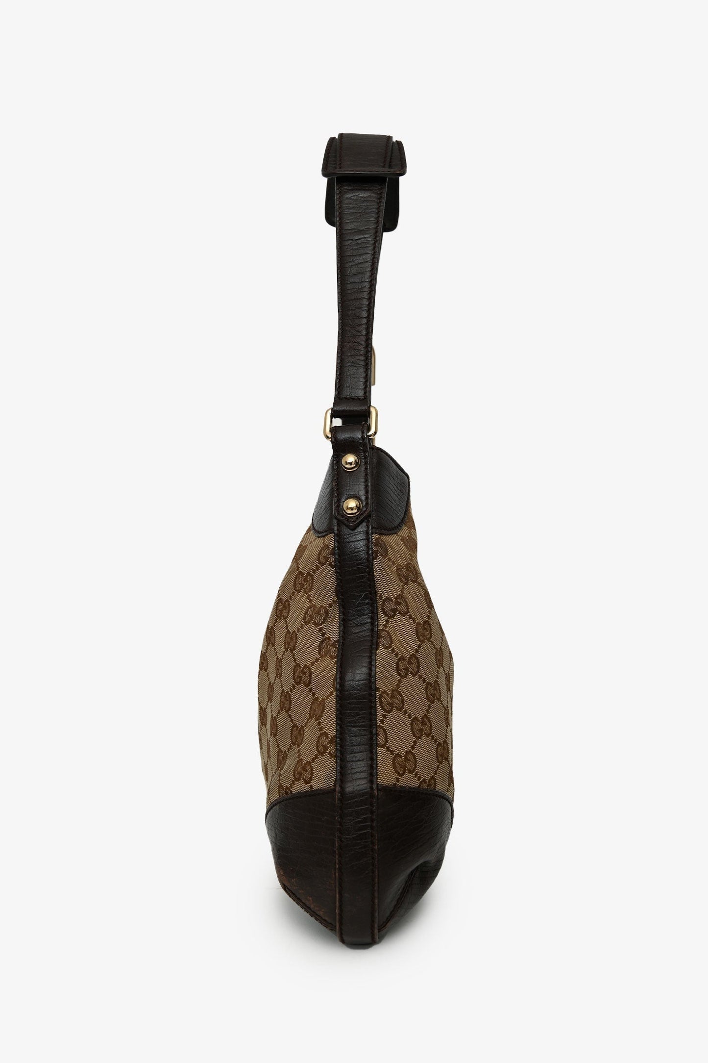 Gucci Brown Canvas 'GG' Web Horsebit Hobo Bag