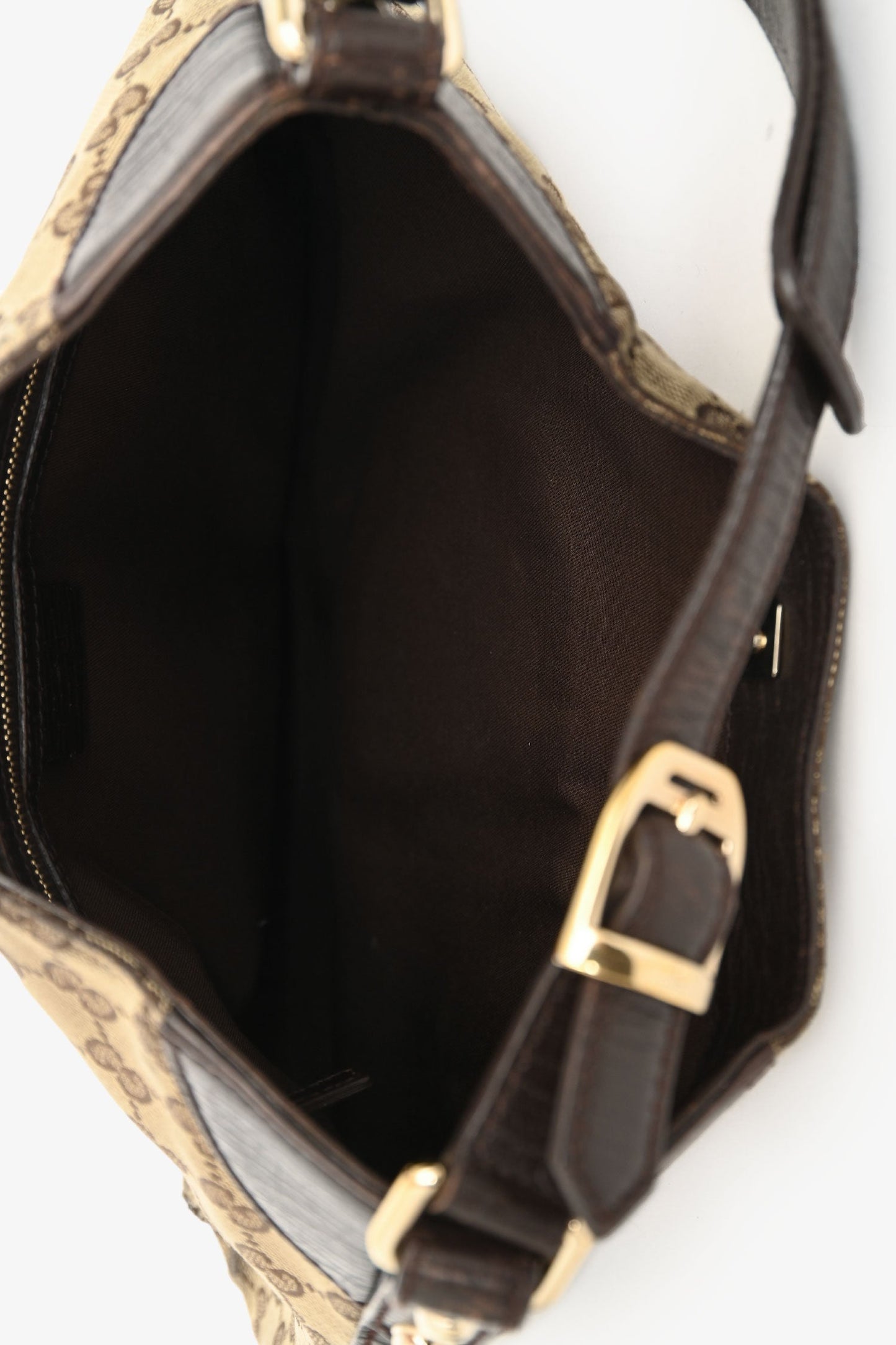 Gucci Brown Canvas 'GG' Web Horsebit Hobo Bag