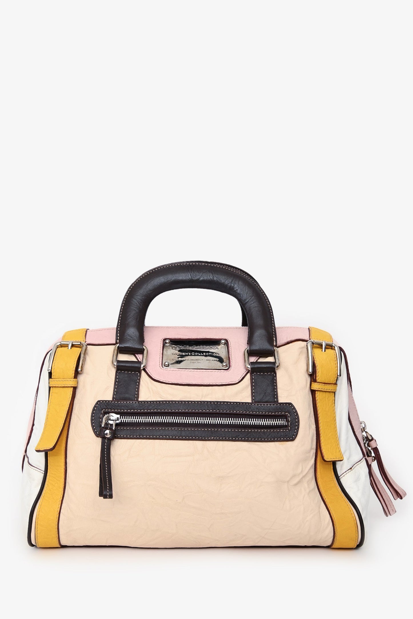 Dolce & Gabbana Pink/White Leather Top Handle With Strap
