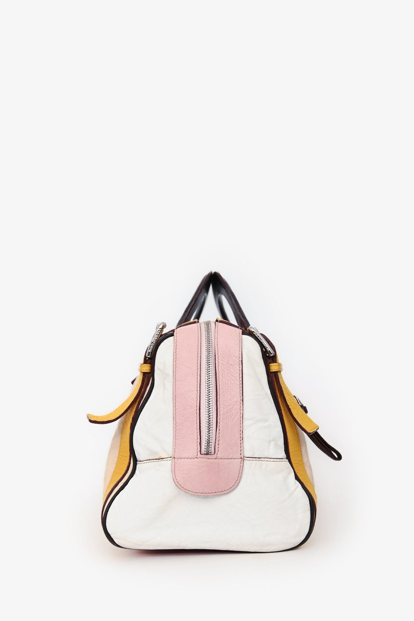 Dolce & Gabbana Pink/White Leather Top Handle With Strap