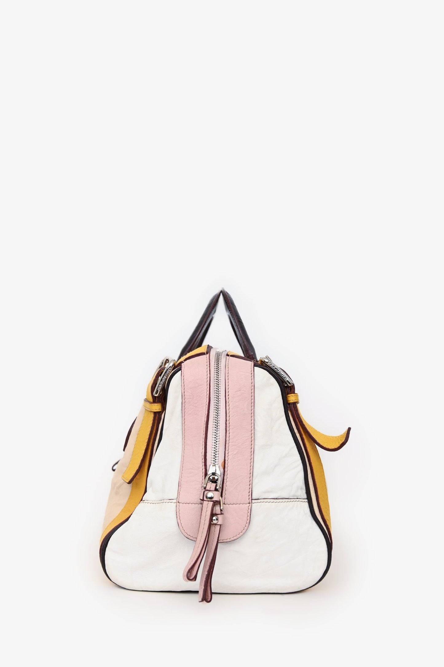 Dolce & Gabbana Pink/White Leather Top Handle With Strap