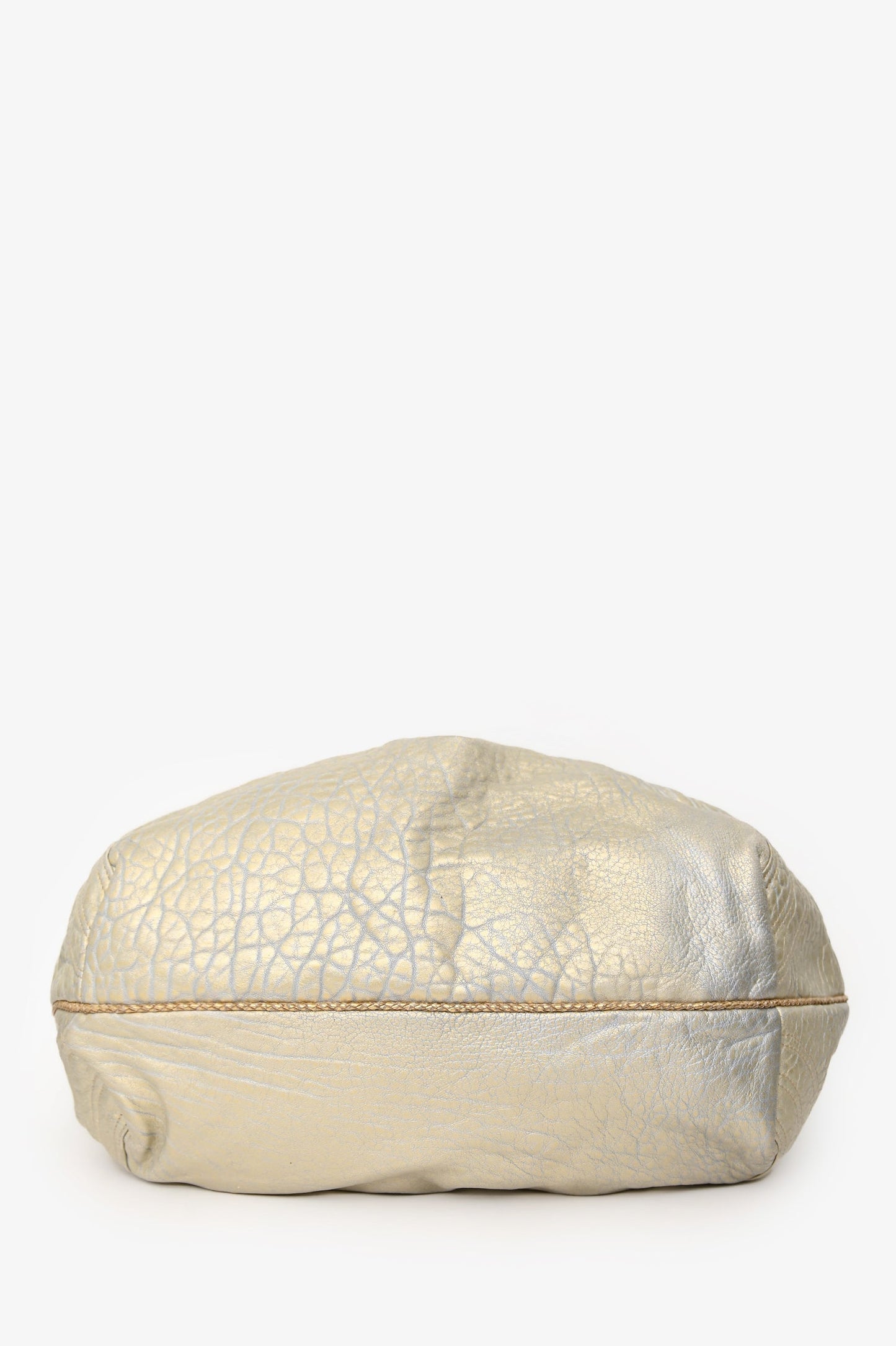 Fendi Gold/Silver Leather Woven Top Handle Bag