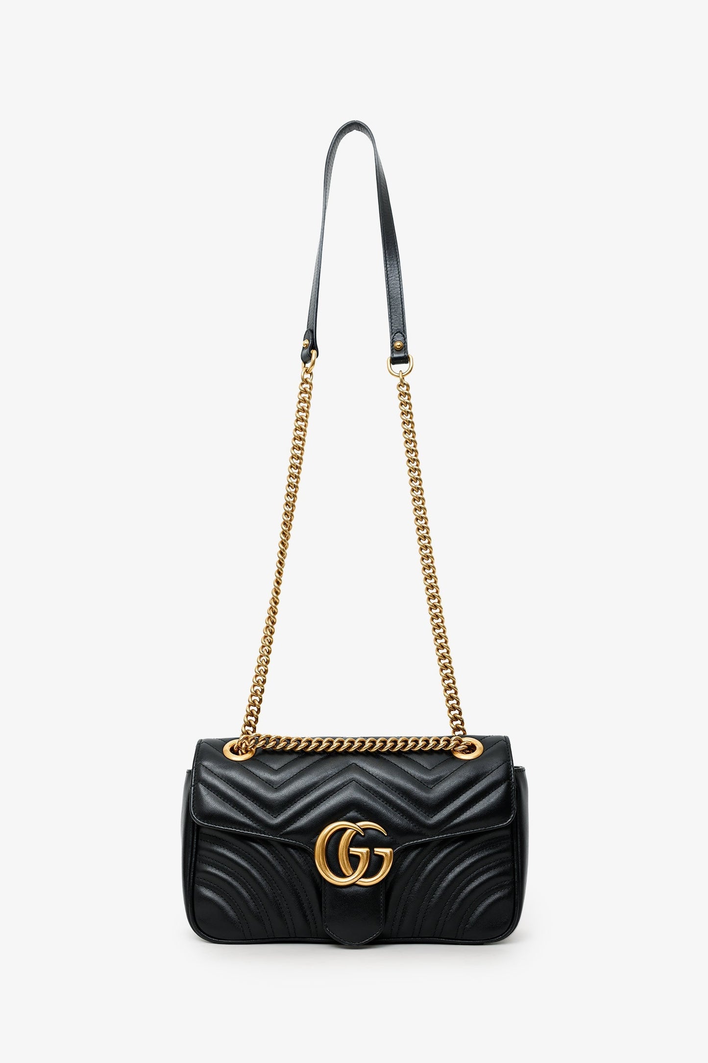 Gucci Black Leather Marmont Small Shoulder Bag