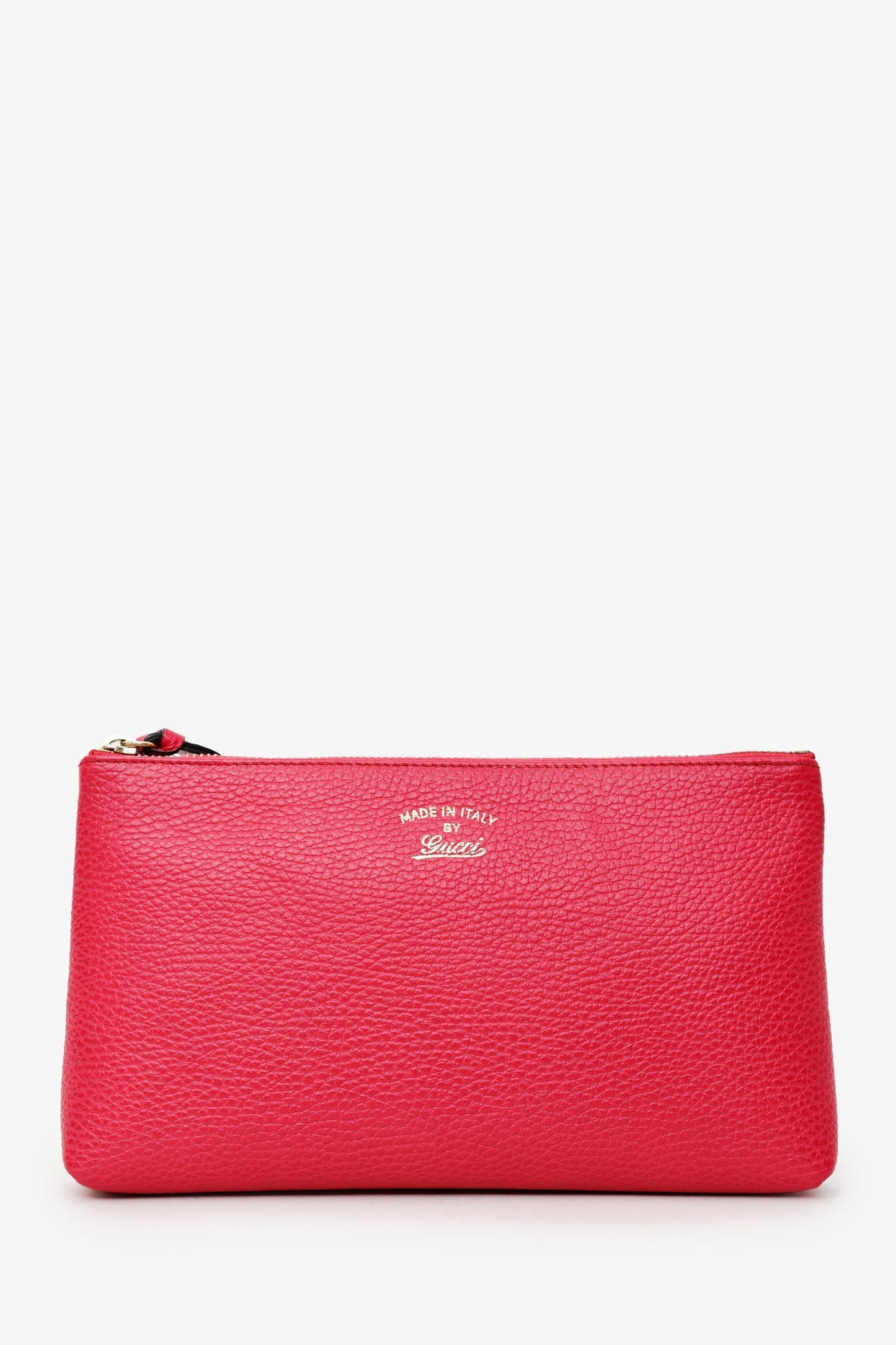 Gucci Pink Pebbled Leather Swing Clutch