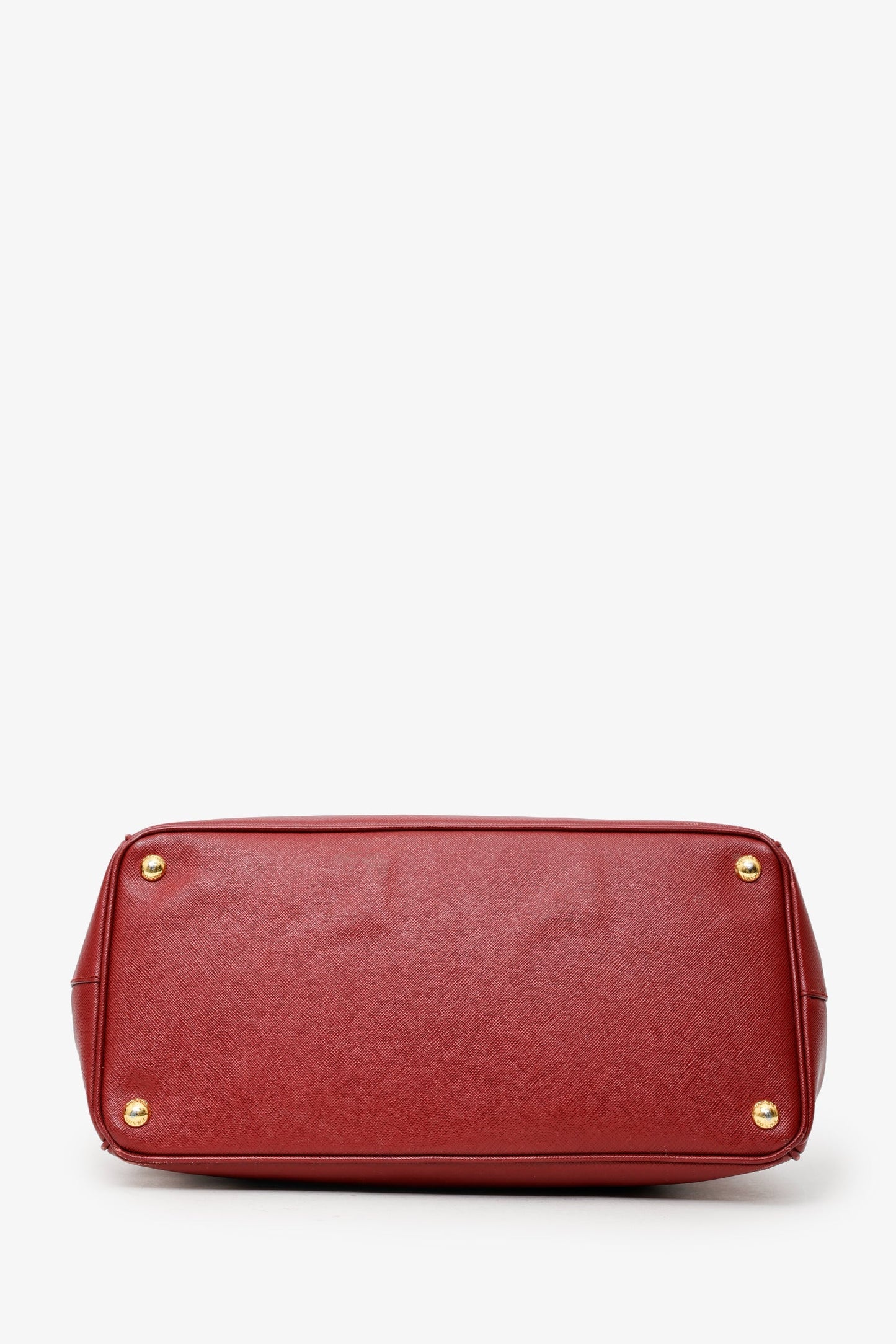 Prada Burgundy Saffiano Leather Large Double Zip Galleria Tote With Strap
