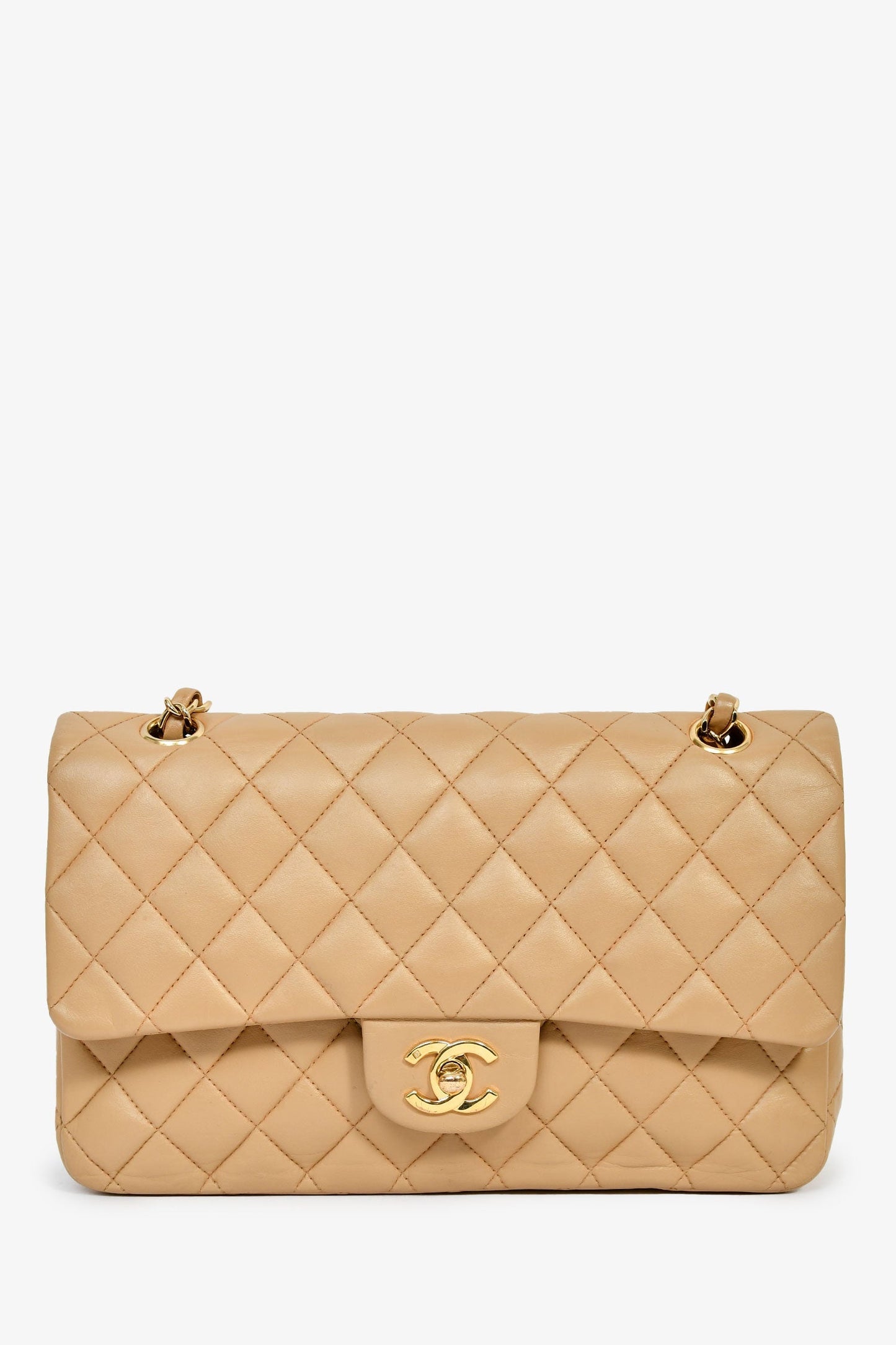 Chanel™ 2006-08 Beige Leather Medium Double Flap