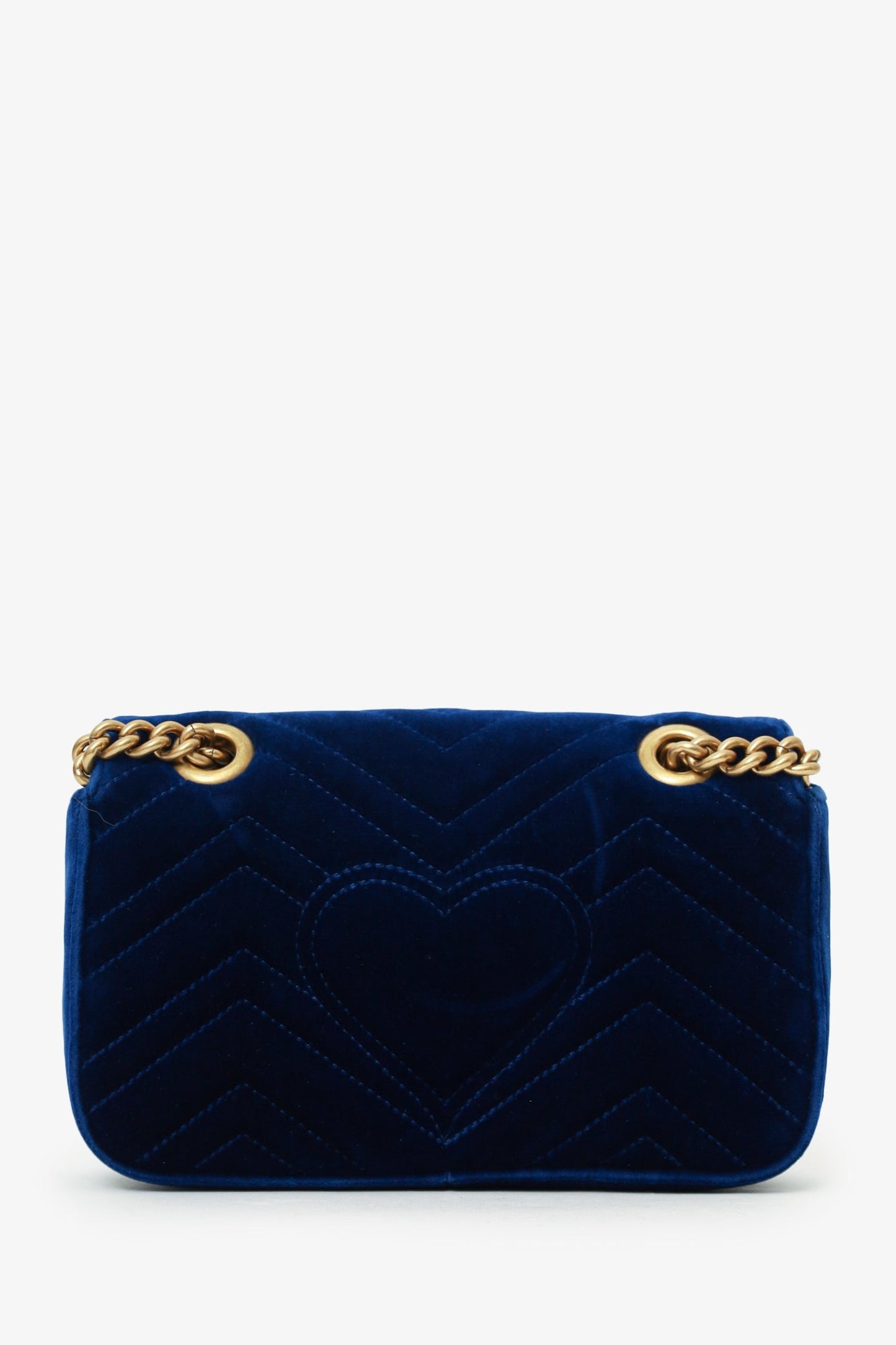 Gucci Navy Velvet Mini 'GG' Marmont Shoulder Bag