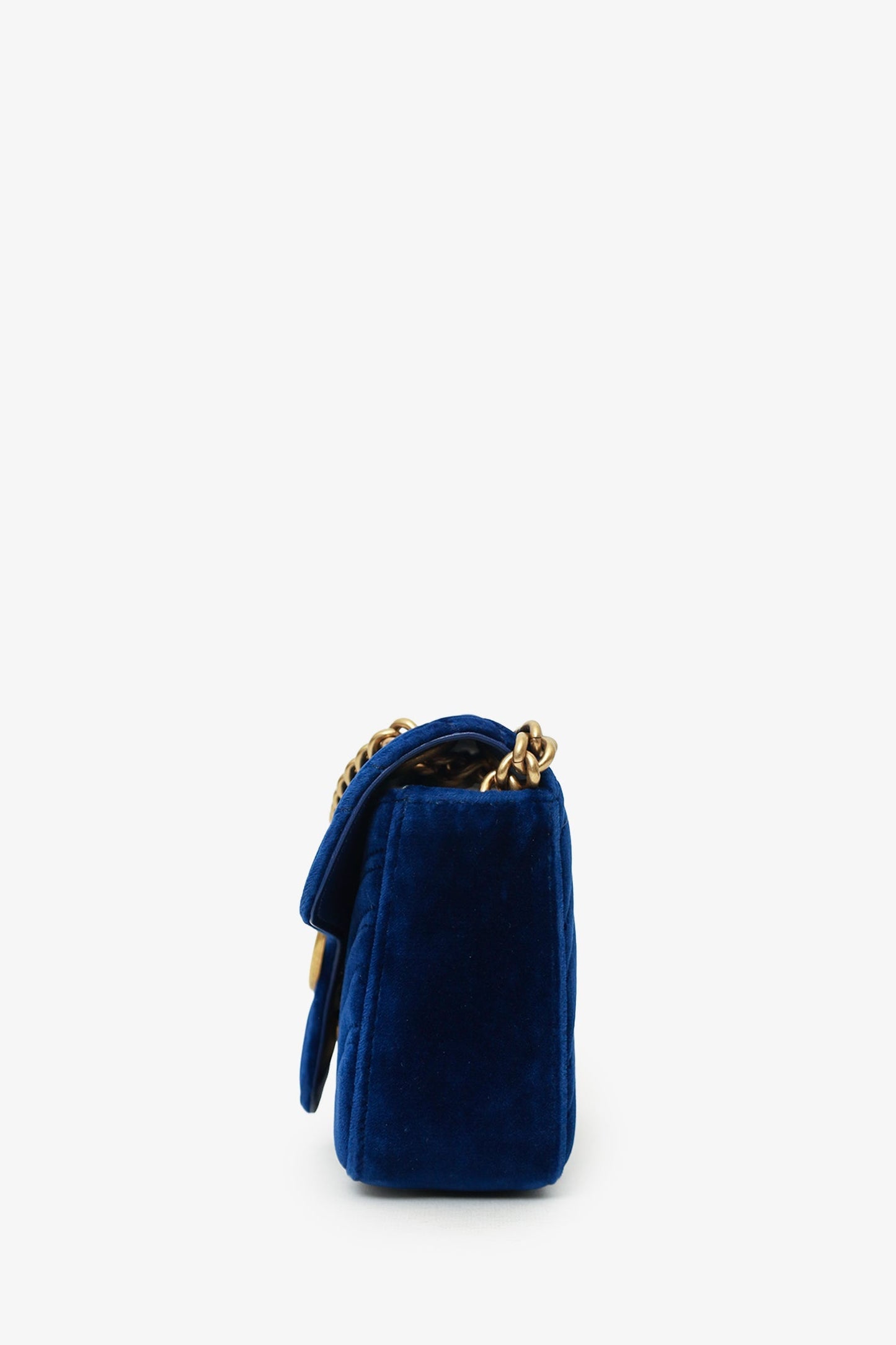 Gucci Navy Velvet Mini 'GG' Marmont Shoulder Bag