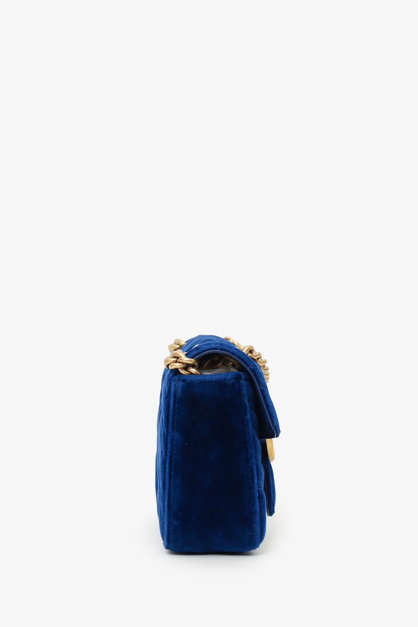 Gucci Navy Velvet Mini 'GG' Marmont Shoulder Bag