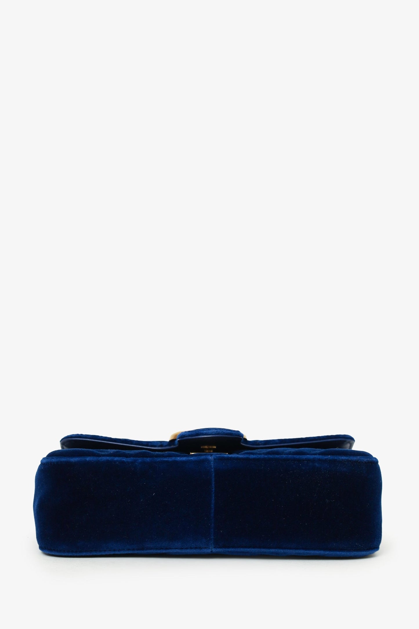 Gucci Navy Velvet Mini 'GG' Marmont Shoulder Bag