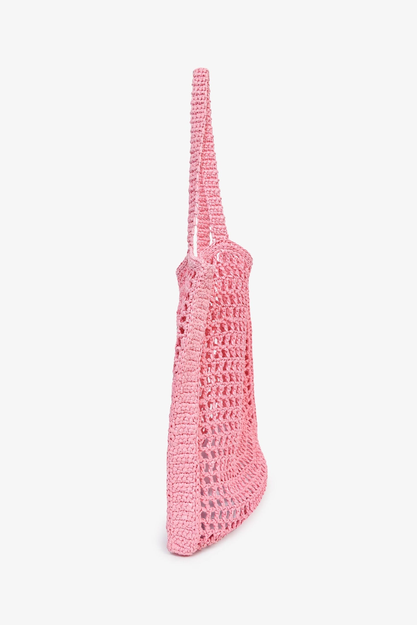 Prada Pink Raffia Crochet Logo Embroidered Tote Bag