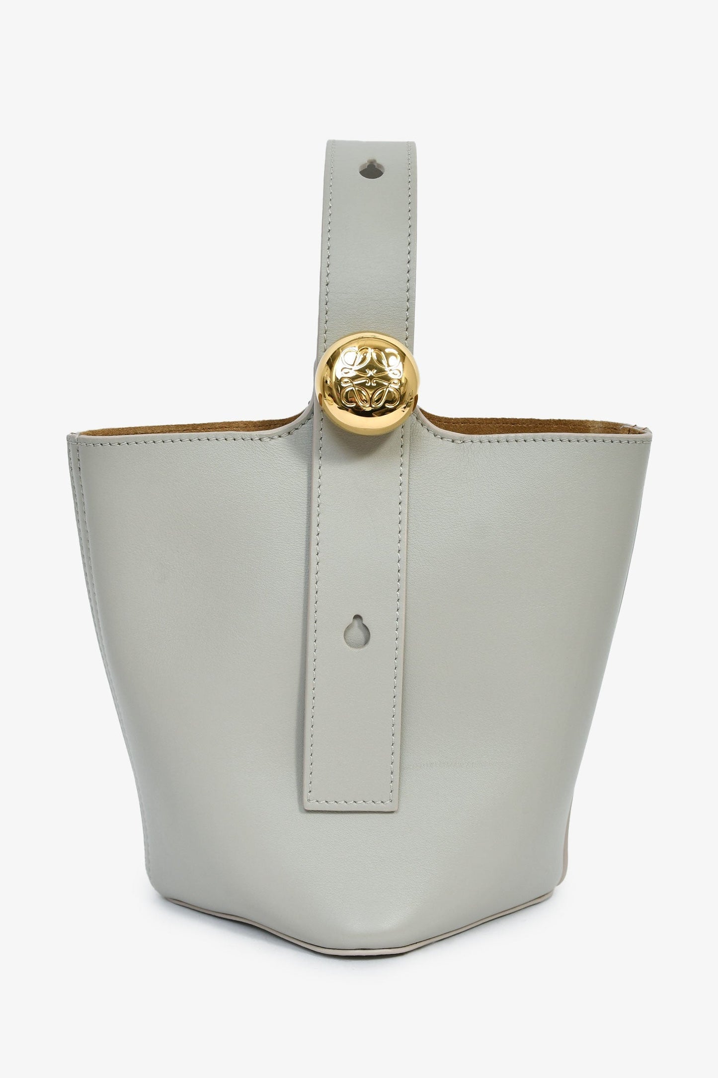 Loewe Grey Leather 'Pebble' Mini Bucket Bag