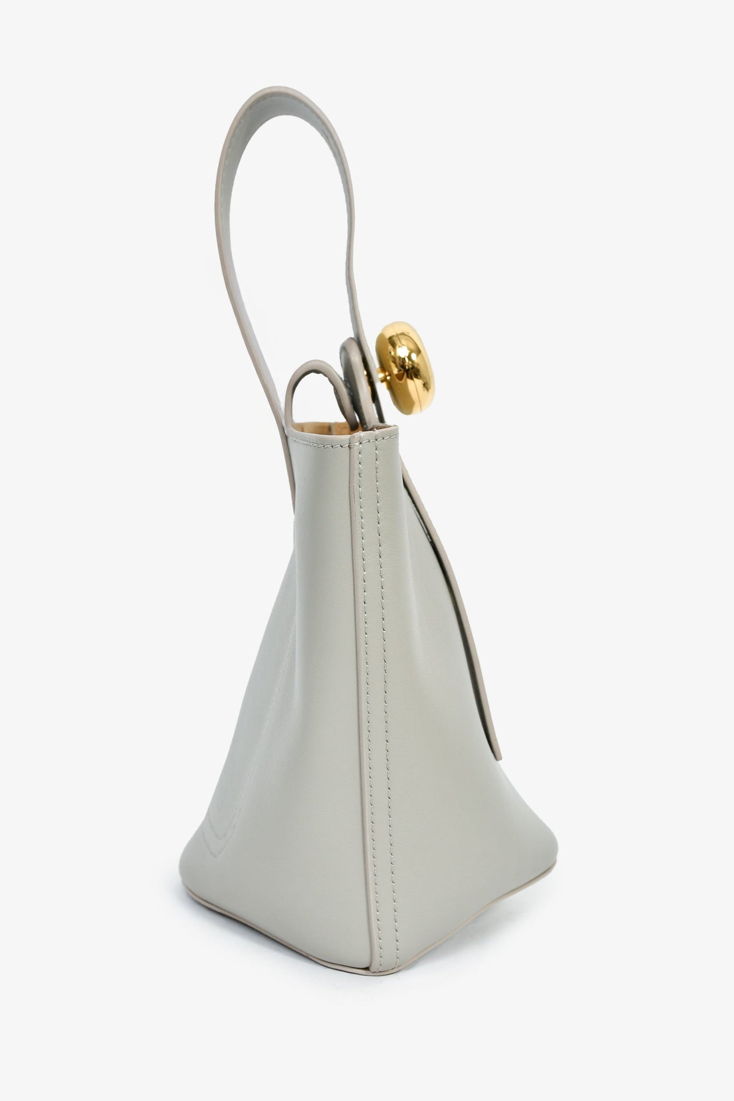 Loewe Grey Leather 'Pebble' Mini Bucket Bag