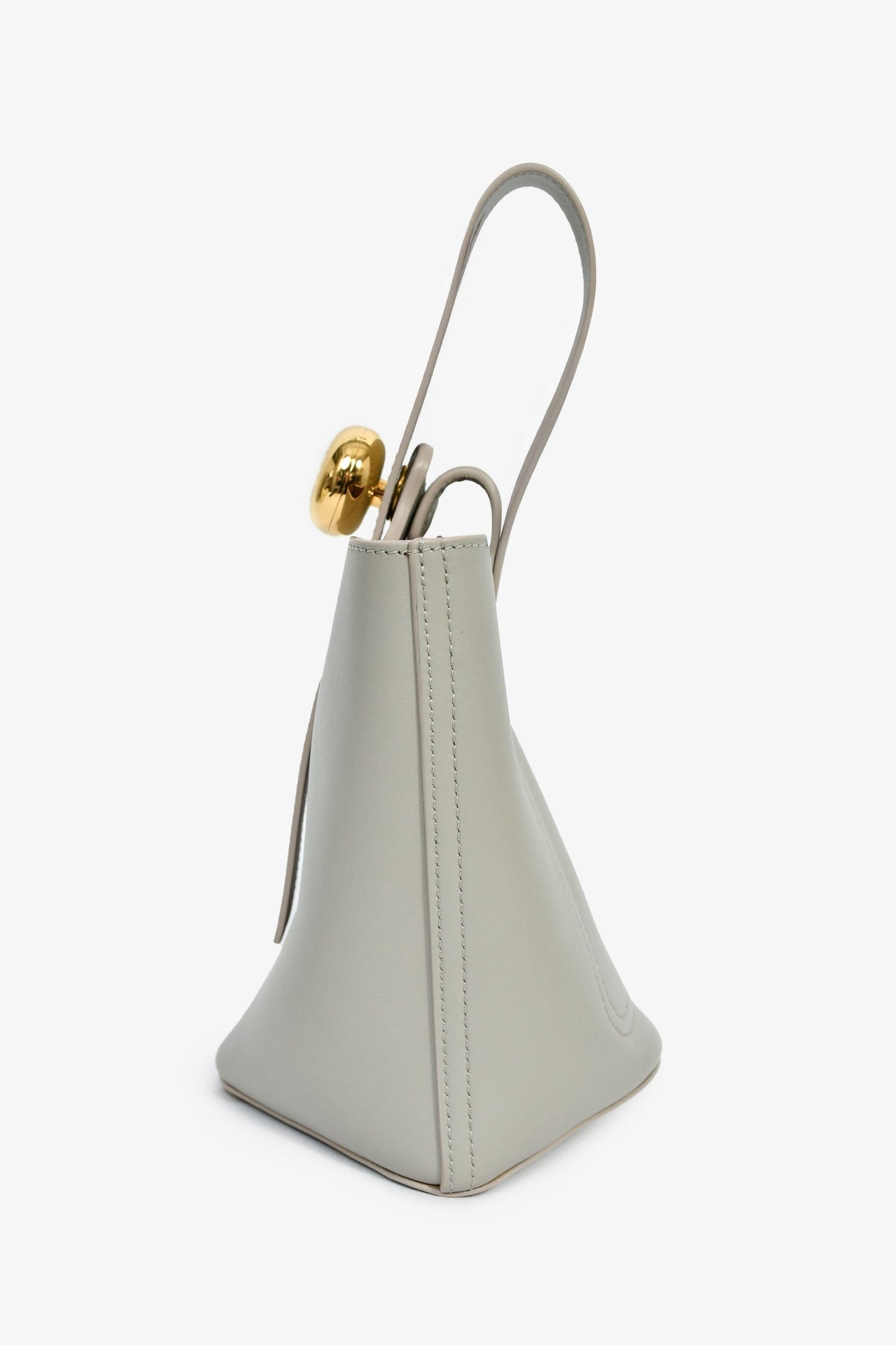 Loewe Grey Leather 'Pebble' Mini Bucket Bag