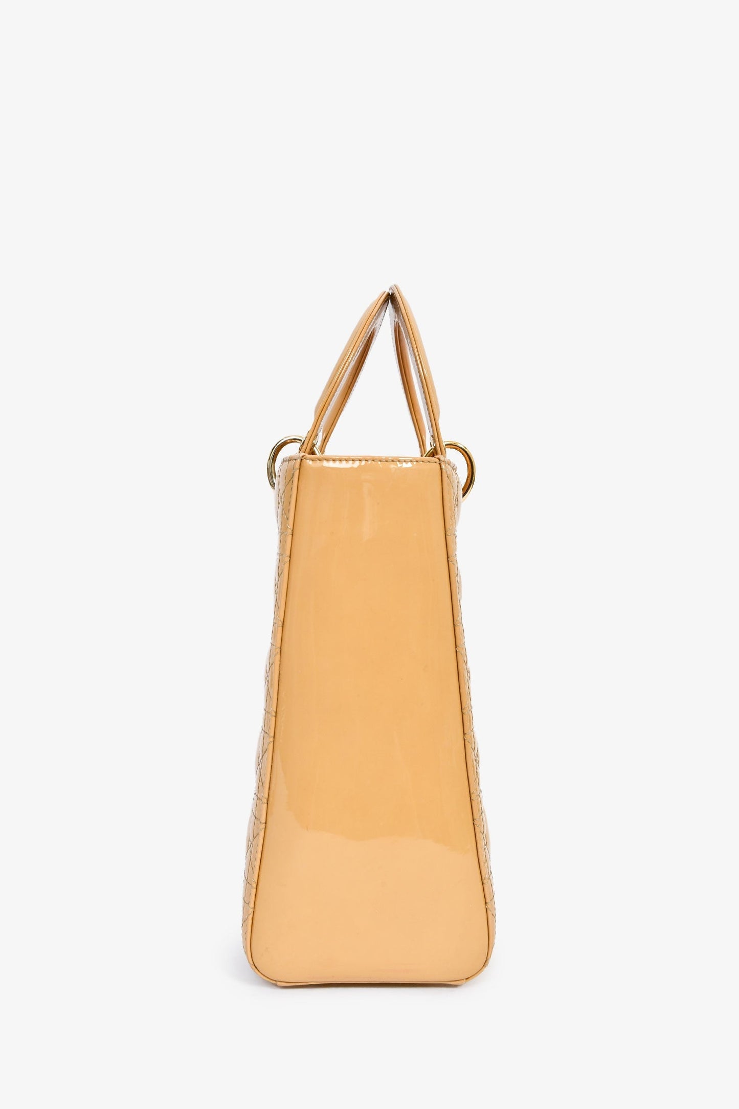 Christian Dior 2012 Beige Patent Cannage Leather 'Lady Dior' Large Bag With Strap