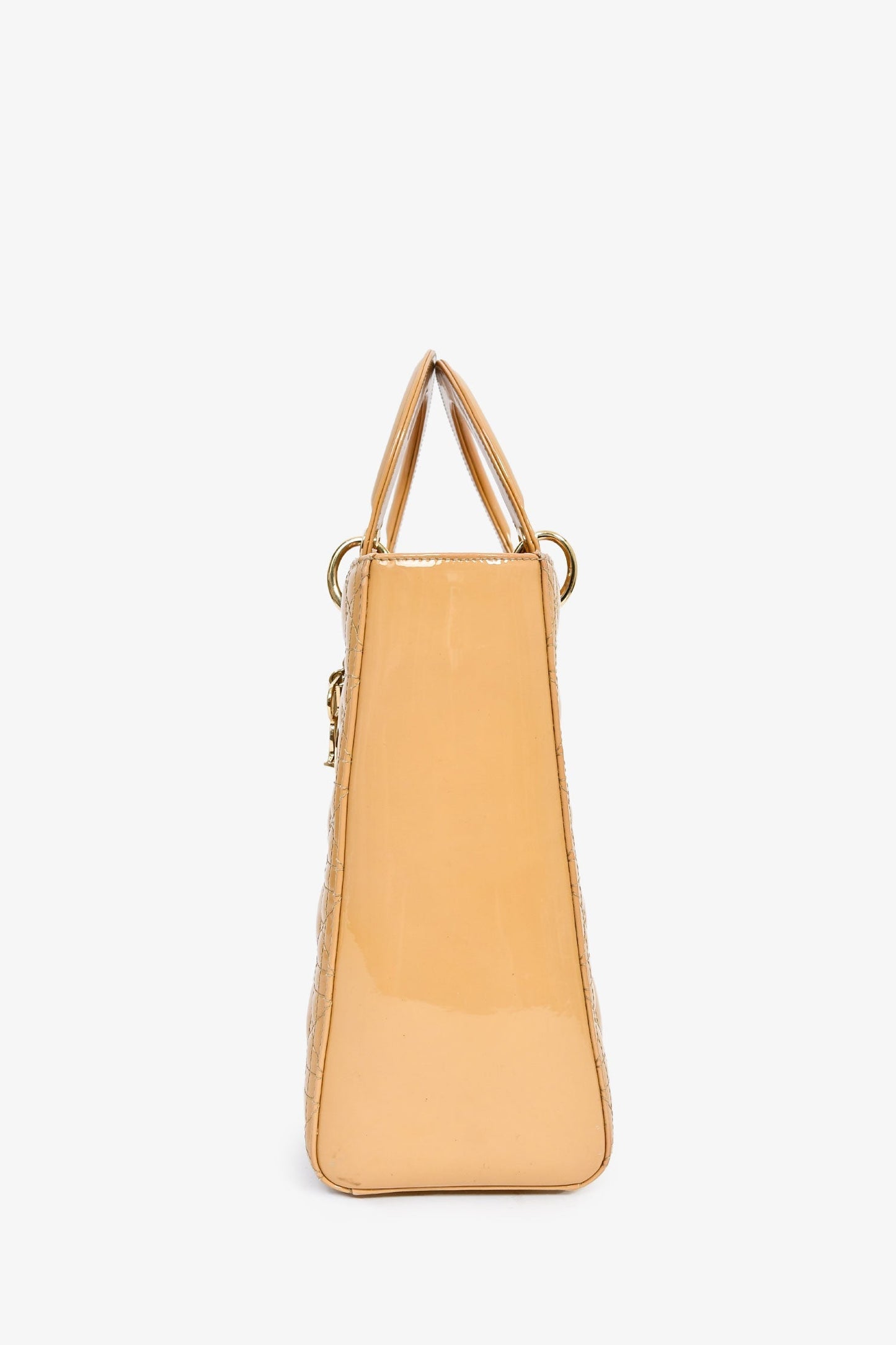 Christian Dior 2012 Beige Patent Cannage Leather 'Lady Dior' Large Bag With Strap