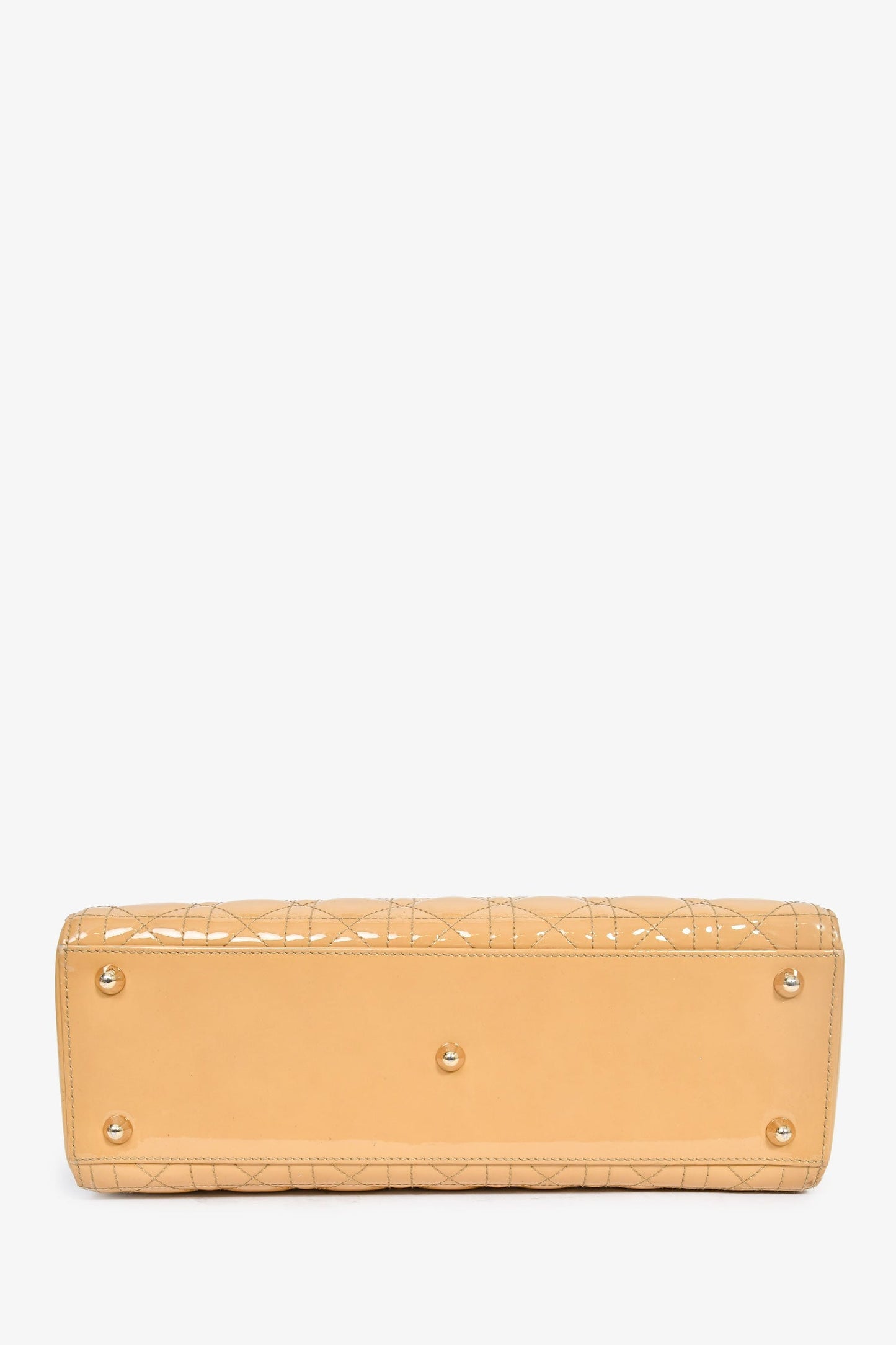 Christian Dior 2012 Beige Patent Cannage Leather 'Lady Dior' Large Bag With Strap
