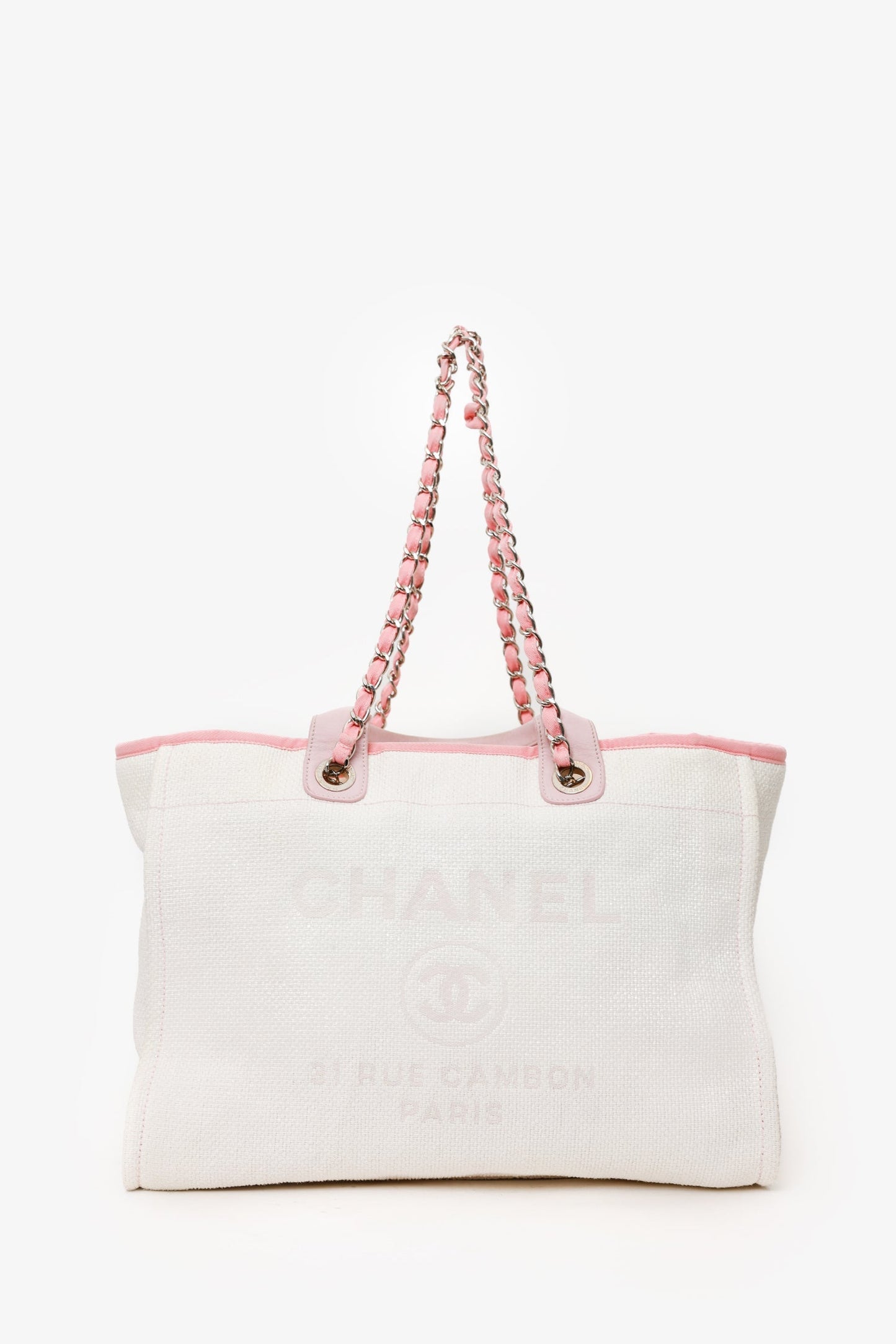 Chanel™ 2015-16 White/Pink Medium Deauville Tote