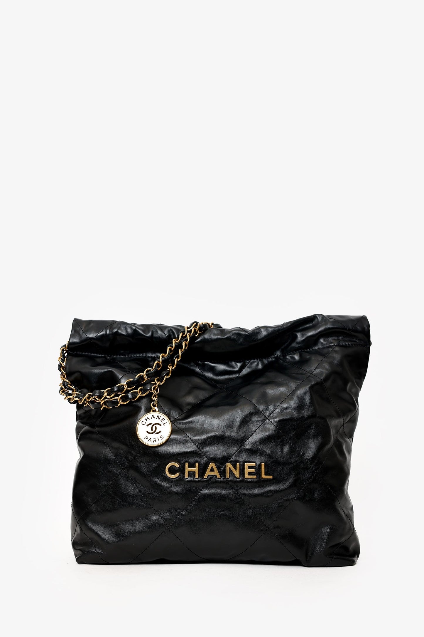 Chanel Black Lambskin 22 Small Hobo Bag With Pouch