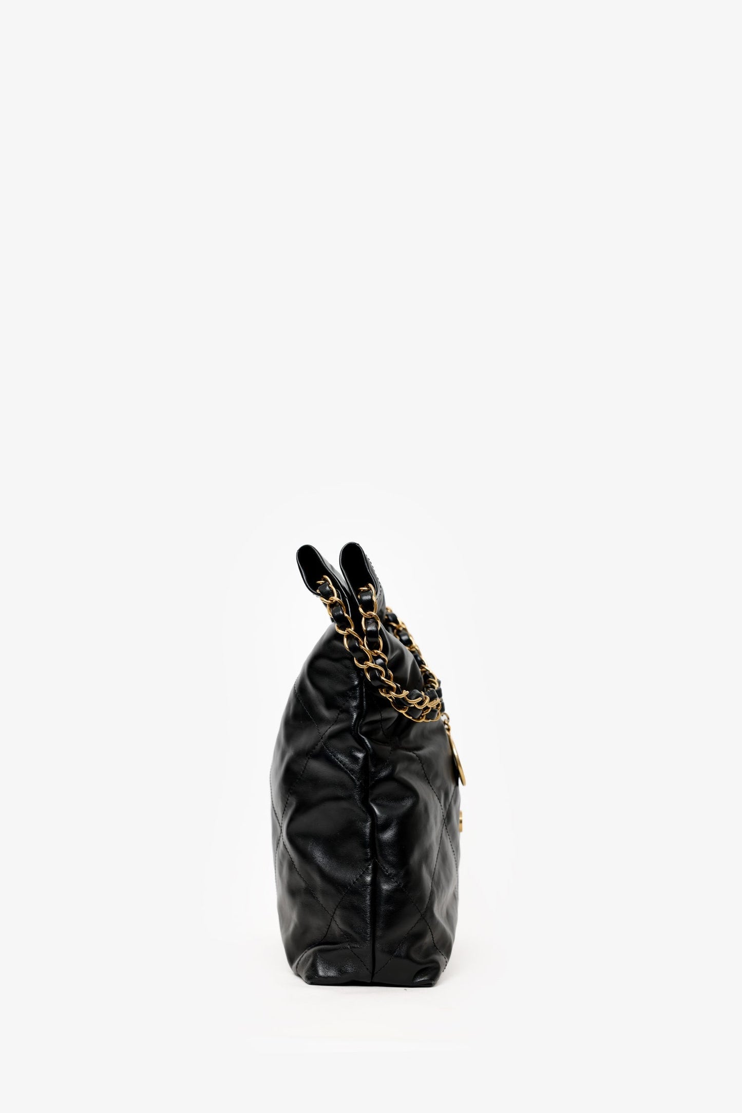 Chanel Black Lambskin 22 Small Hobo Bag With Pouch