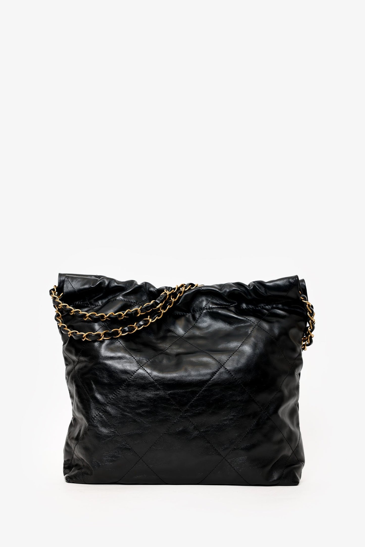 Chanel Black Lambskin 22 Small Hobo Bag With Pouch