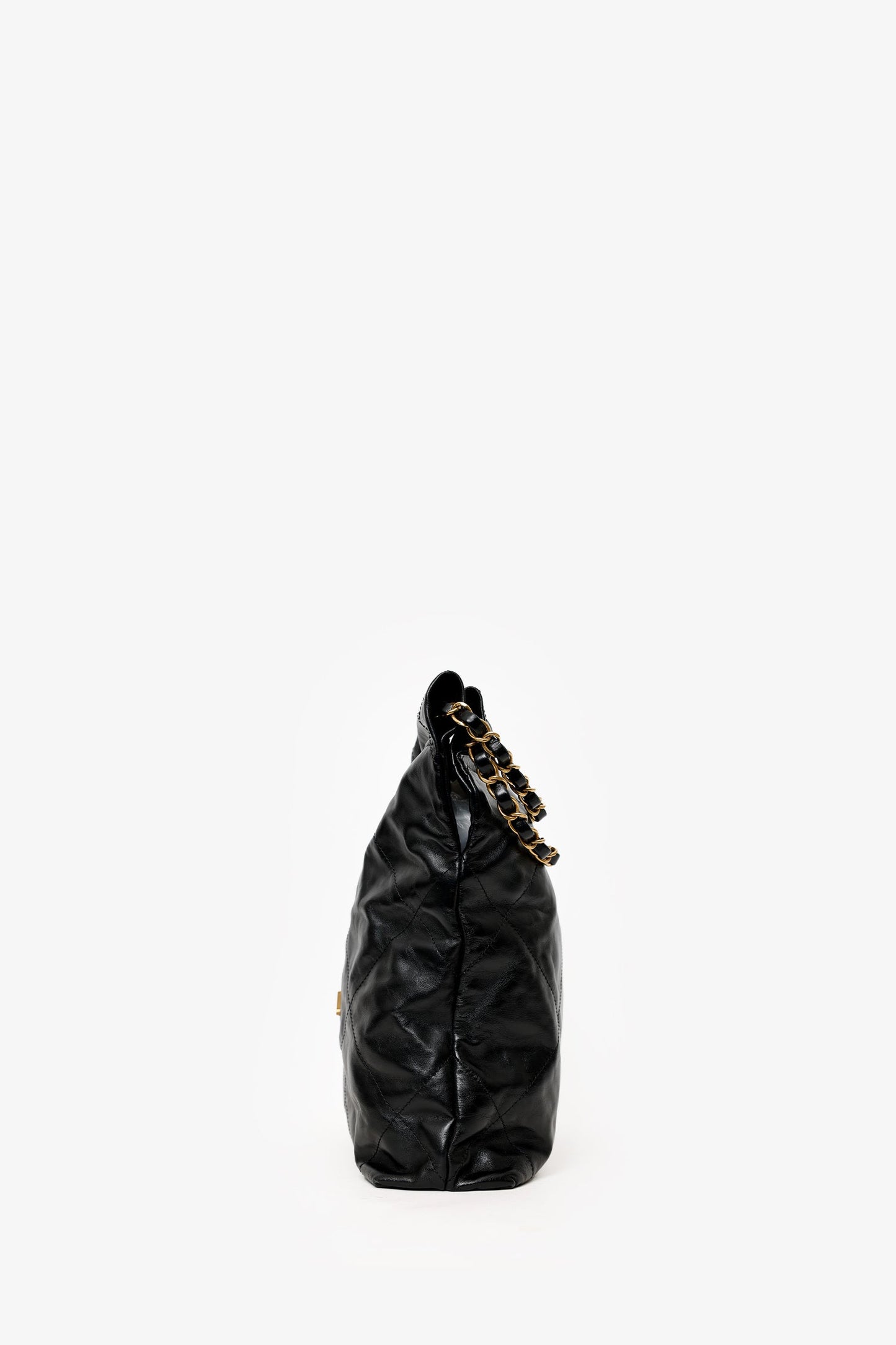Chanel Black Lambskin 22 Small Hobo Bag With Pouch