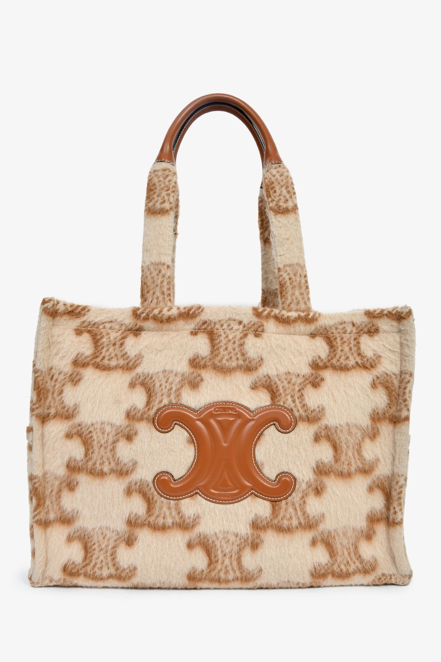 Celine Mohair Triomphe Cabas Thais Tote Bag