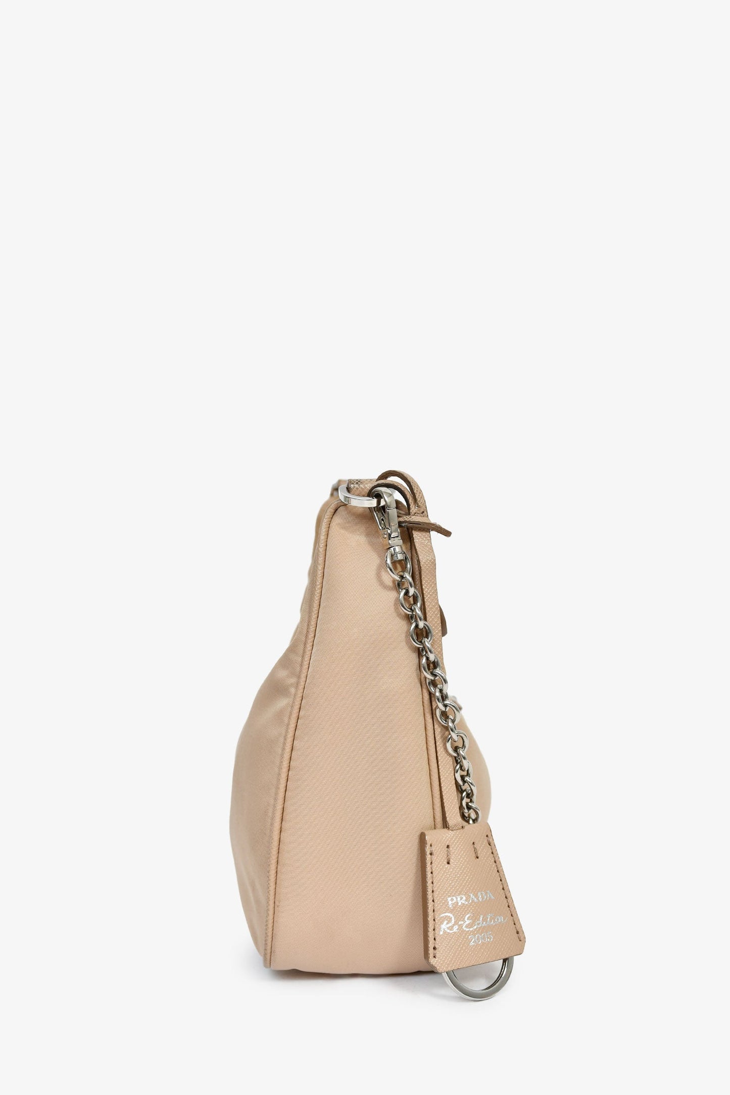 Prada Beige Re-Nylon Re-Edition 2005 Crossbody Bag With Chain & Pouch