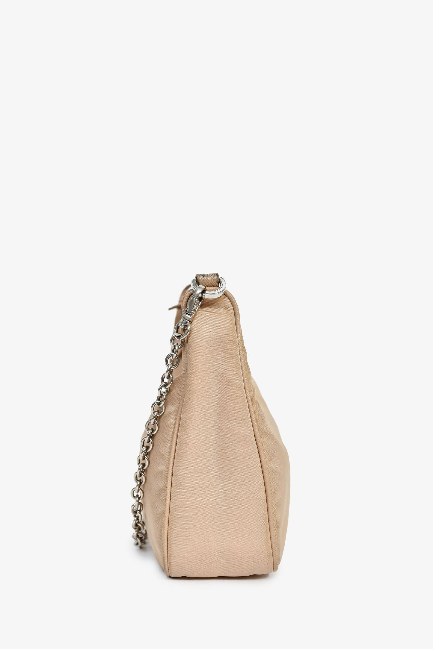 Prada Beige Re-Nylon Re-Edition 2005 Crossbody Bag With Chain & Pouch