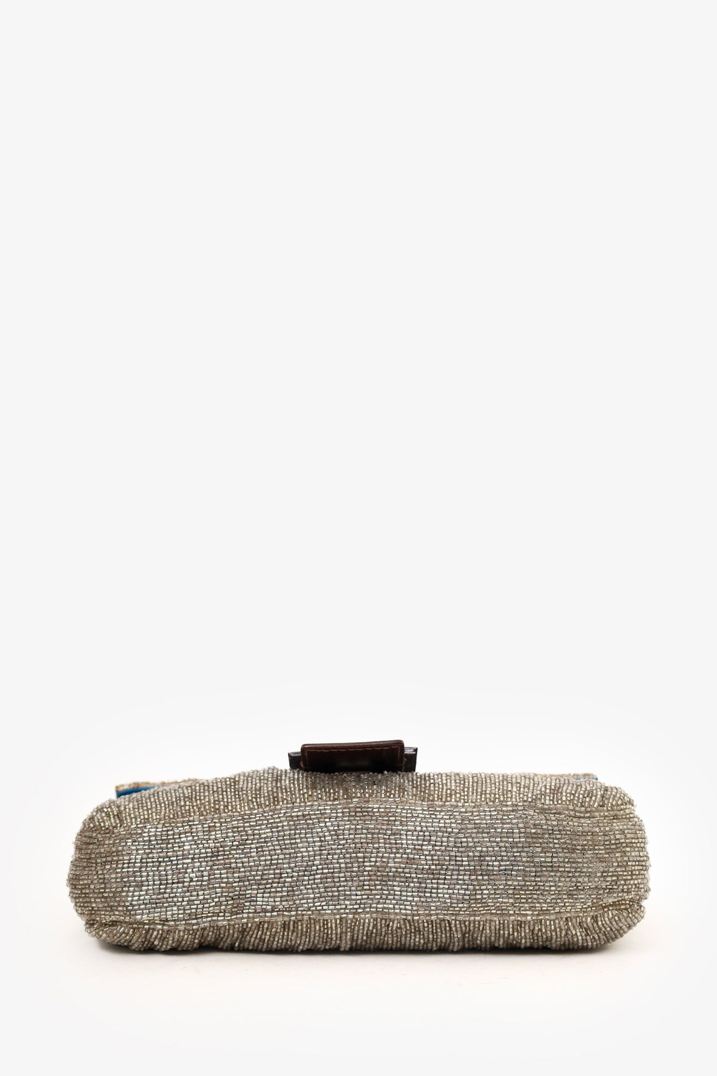 Fendi Silver Beaded Baguette Shoulder Bag