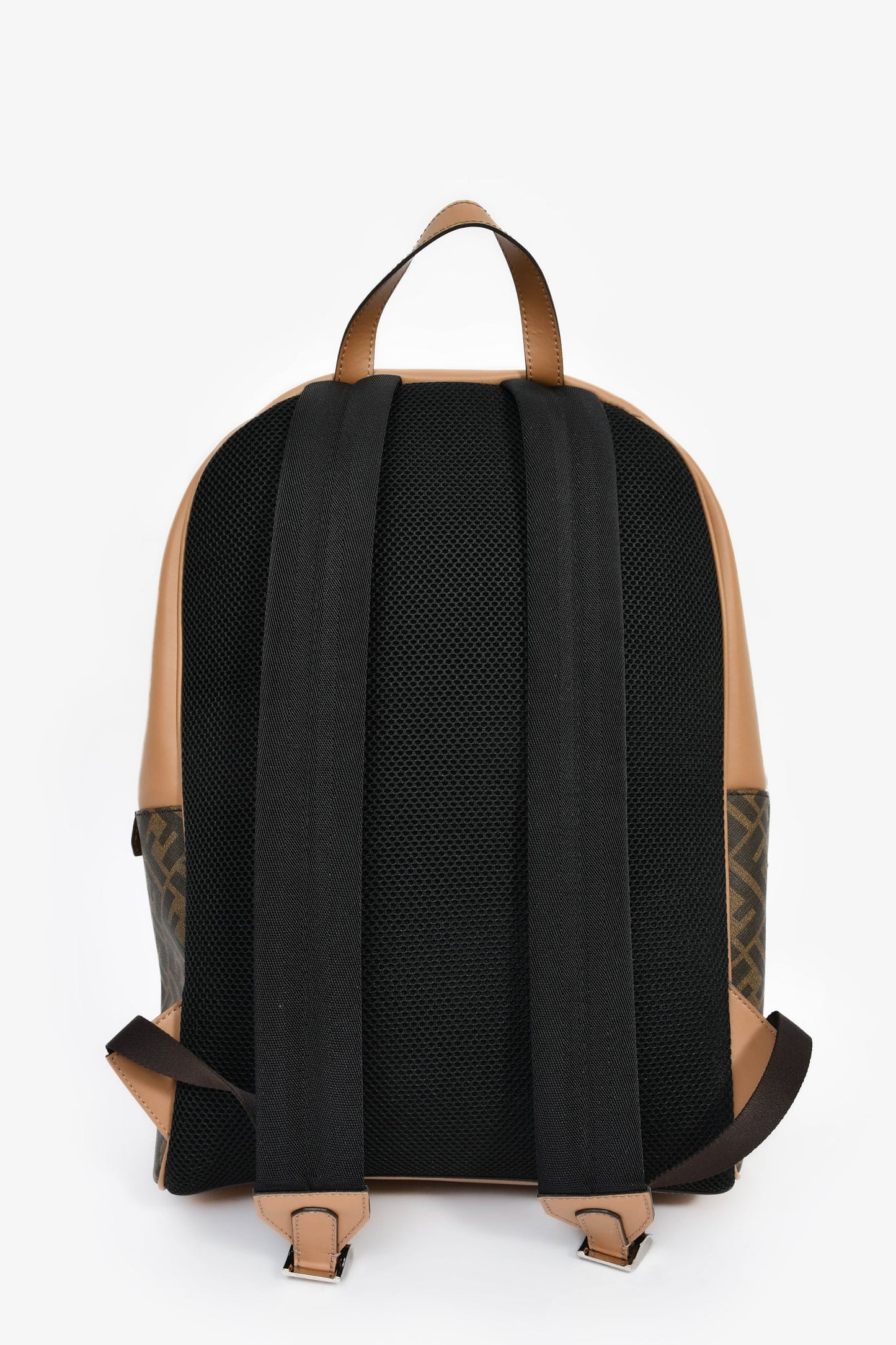 Fendi Brown Coated Canvas/Leather 'Motif' FF Backpack