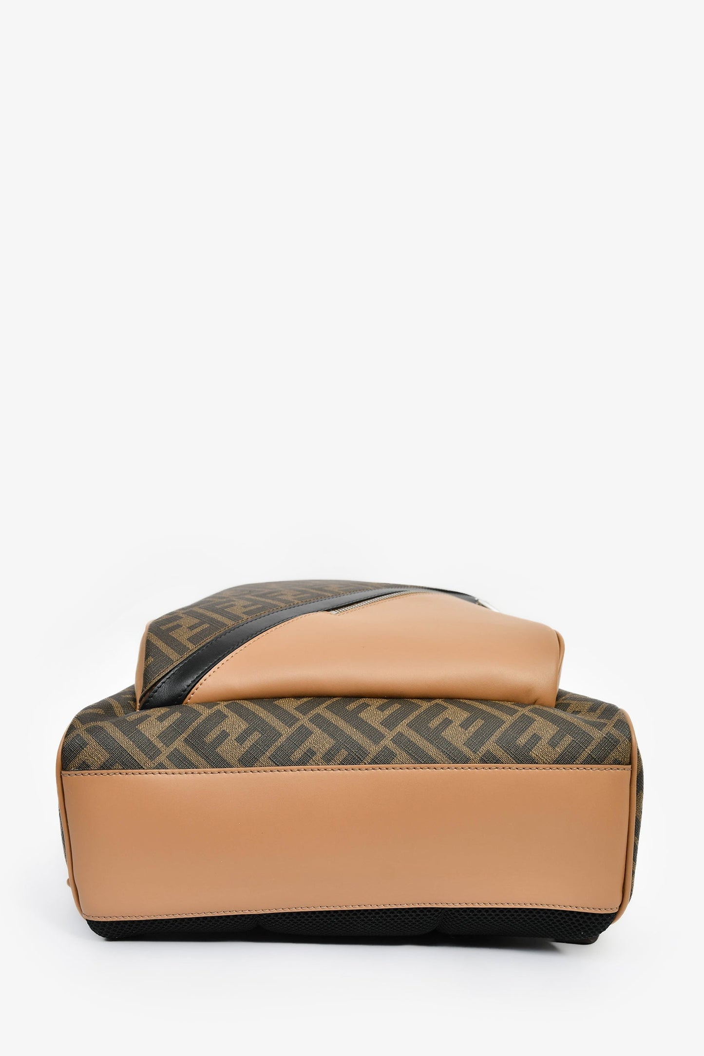 Fendi Brown Coated Canvas/Leather 'Motif' FF Backpack